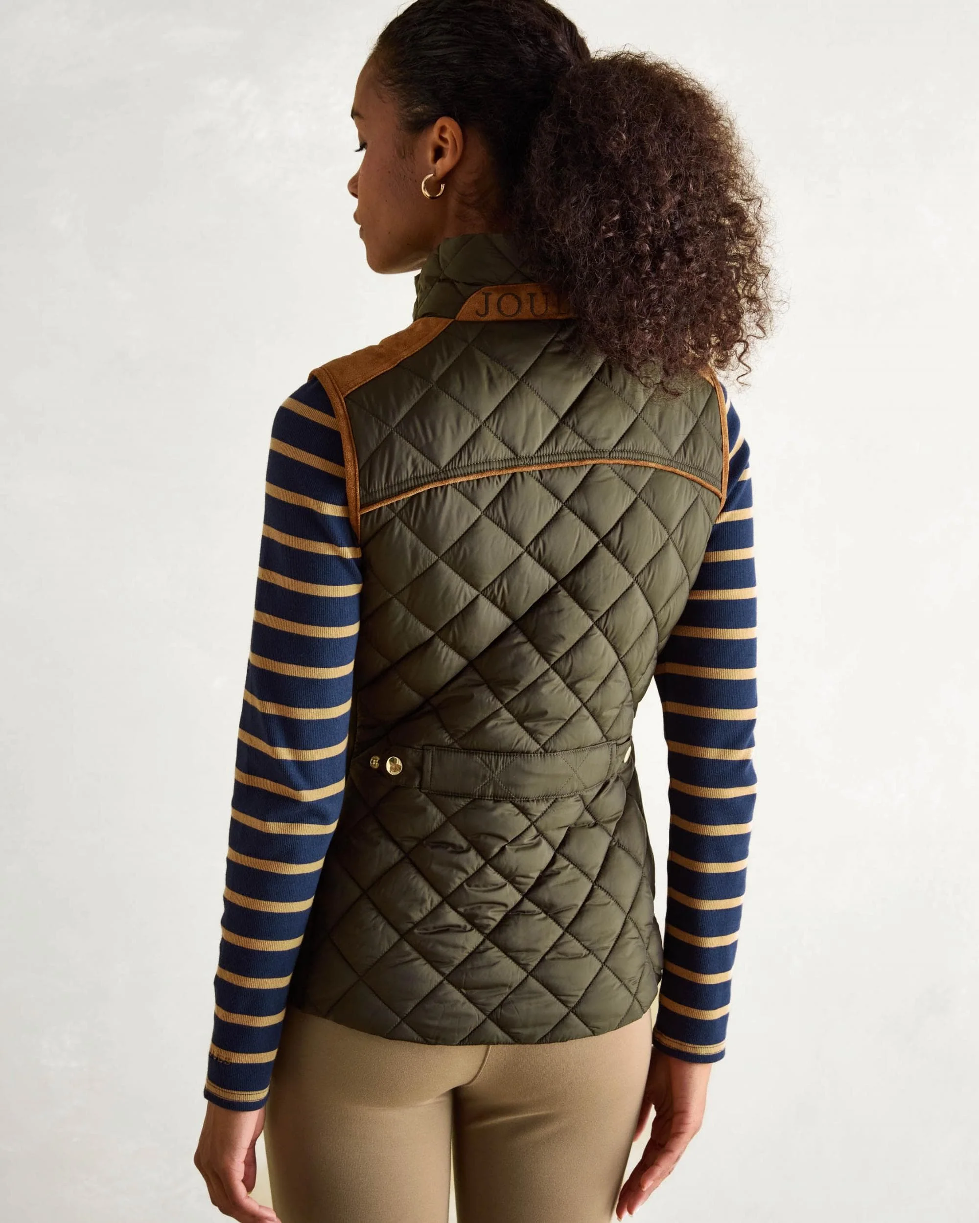 Joules Braemar Luxe Womens Quilted Gilet - Green - Image 5