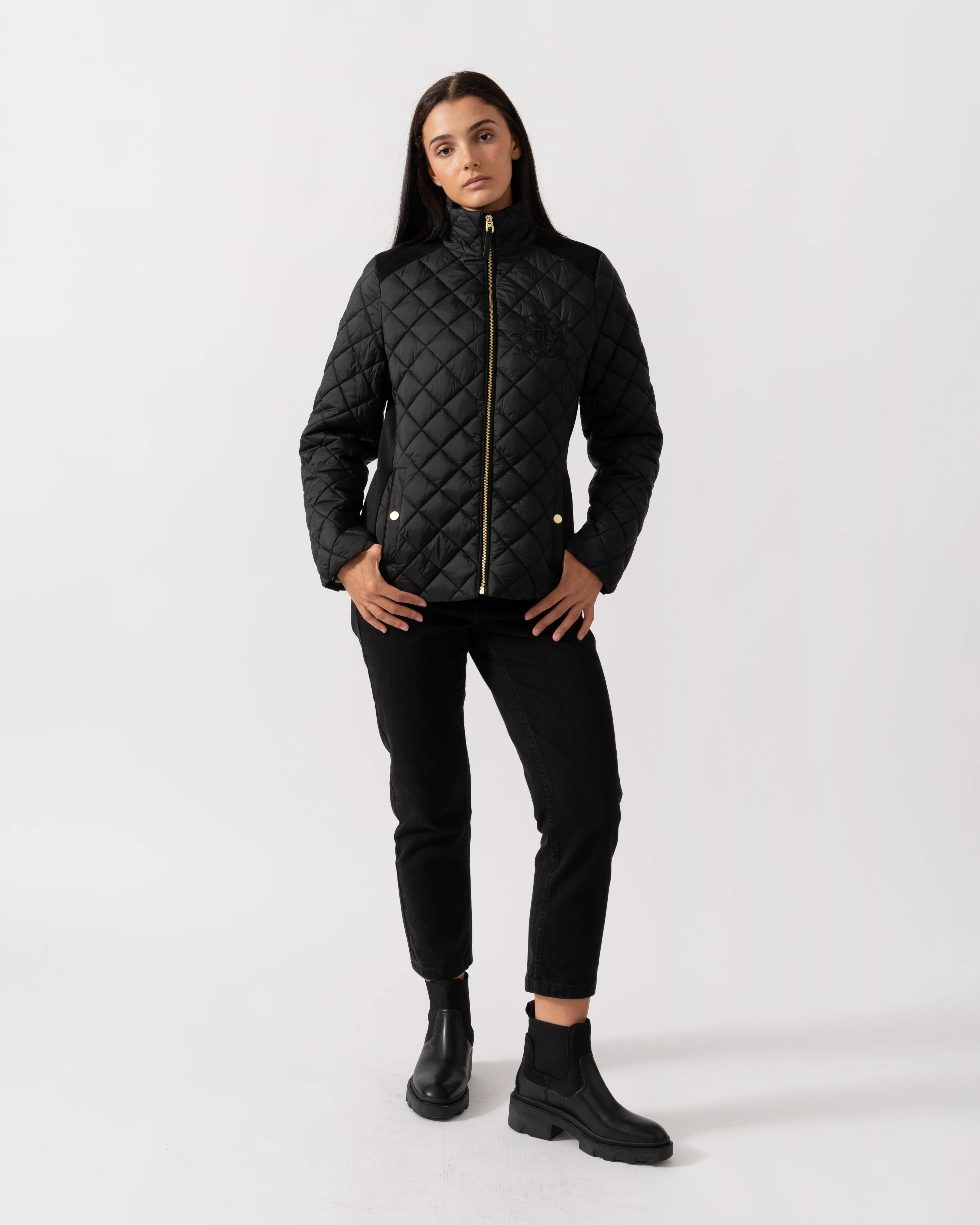 Joules Braemar Luxe Womens Quilted Jacket - Black - Image 2