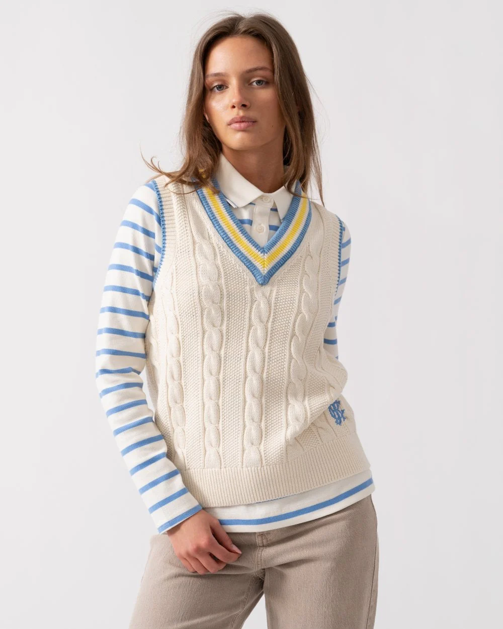 Joules Deuce Womens V-Neck Cable Knit Tank Top - Image 4