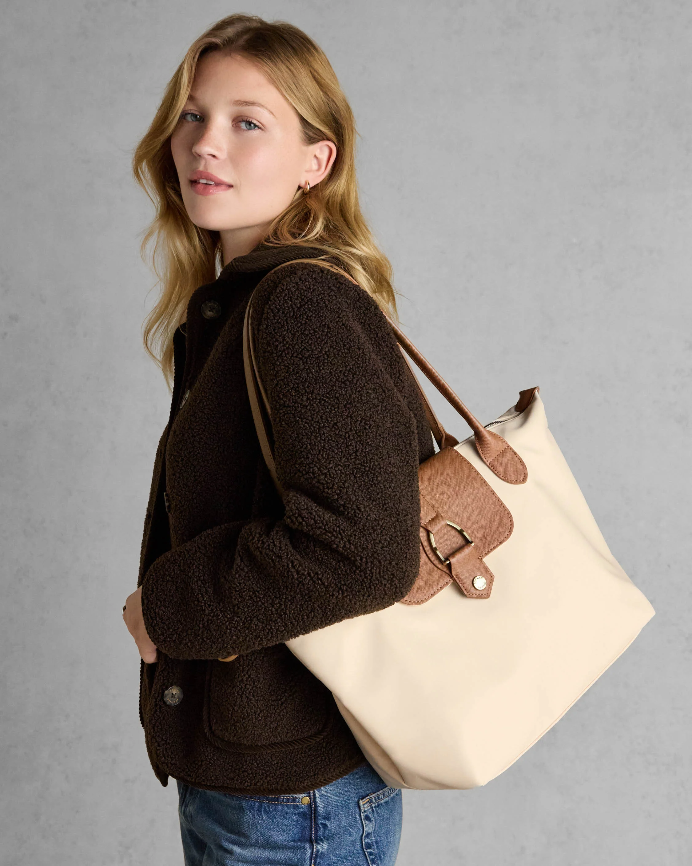 Joules Edie Womens Nylon Tote Bag - Cream - Image 2