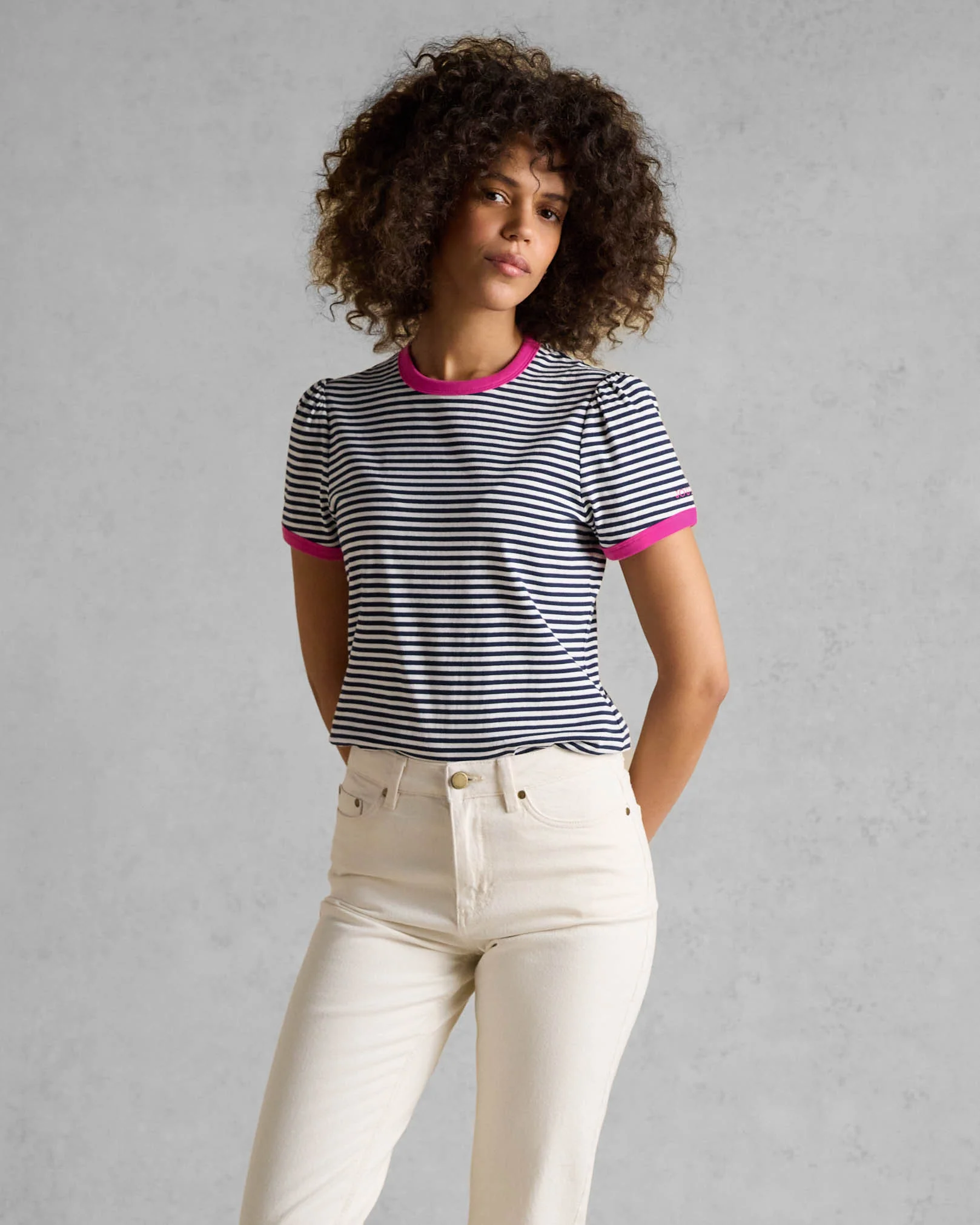 Joules Erin Womens Striped T-Shirt - Navy Stripe - Image 2