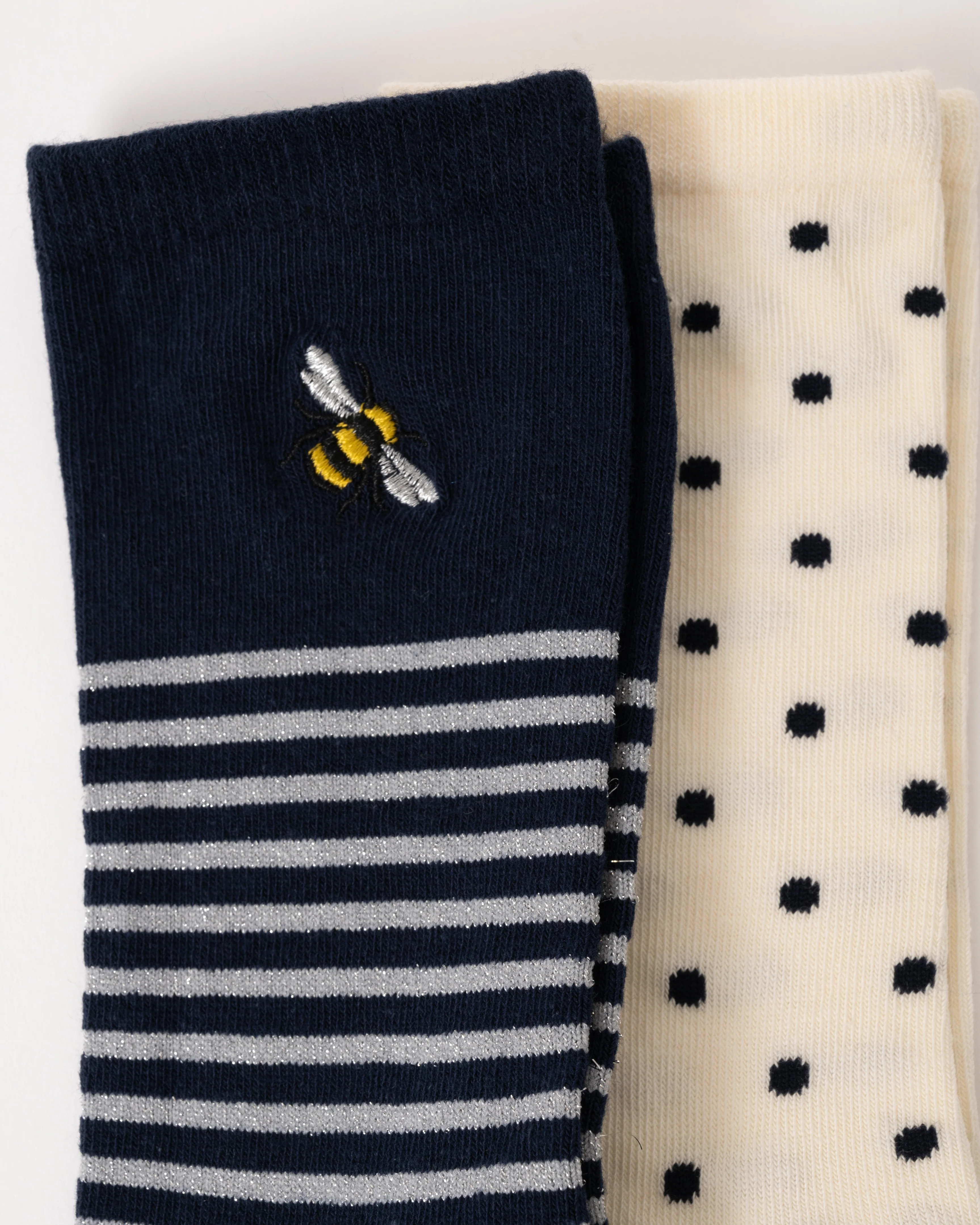 Joules Everyday 2 Pack Womens Socks - Navy/White - Image 3