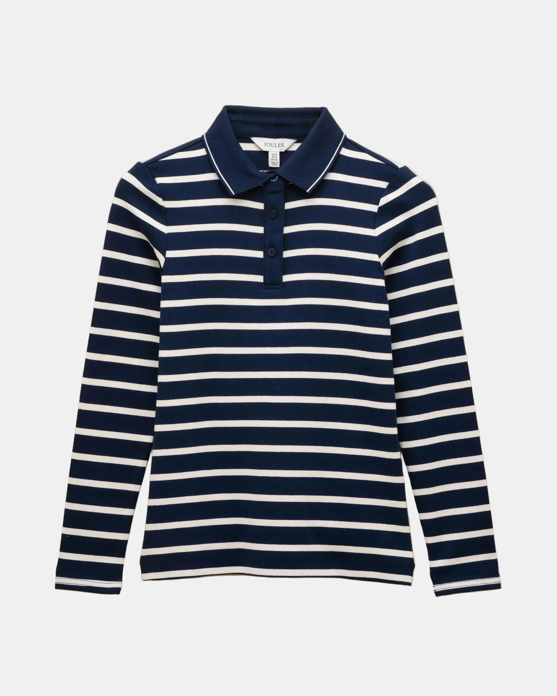 Joules Fairfield Womens Ribbed Polo - Navy/Cream Stripe - Image 5