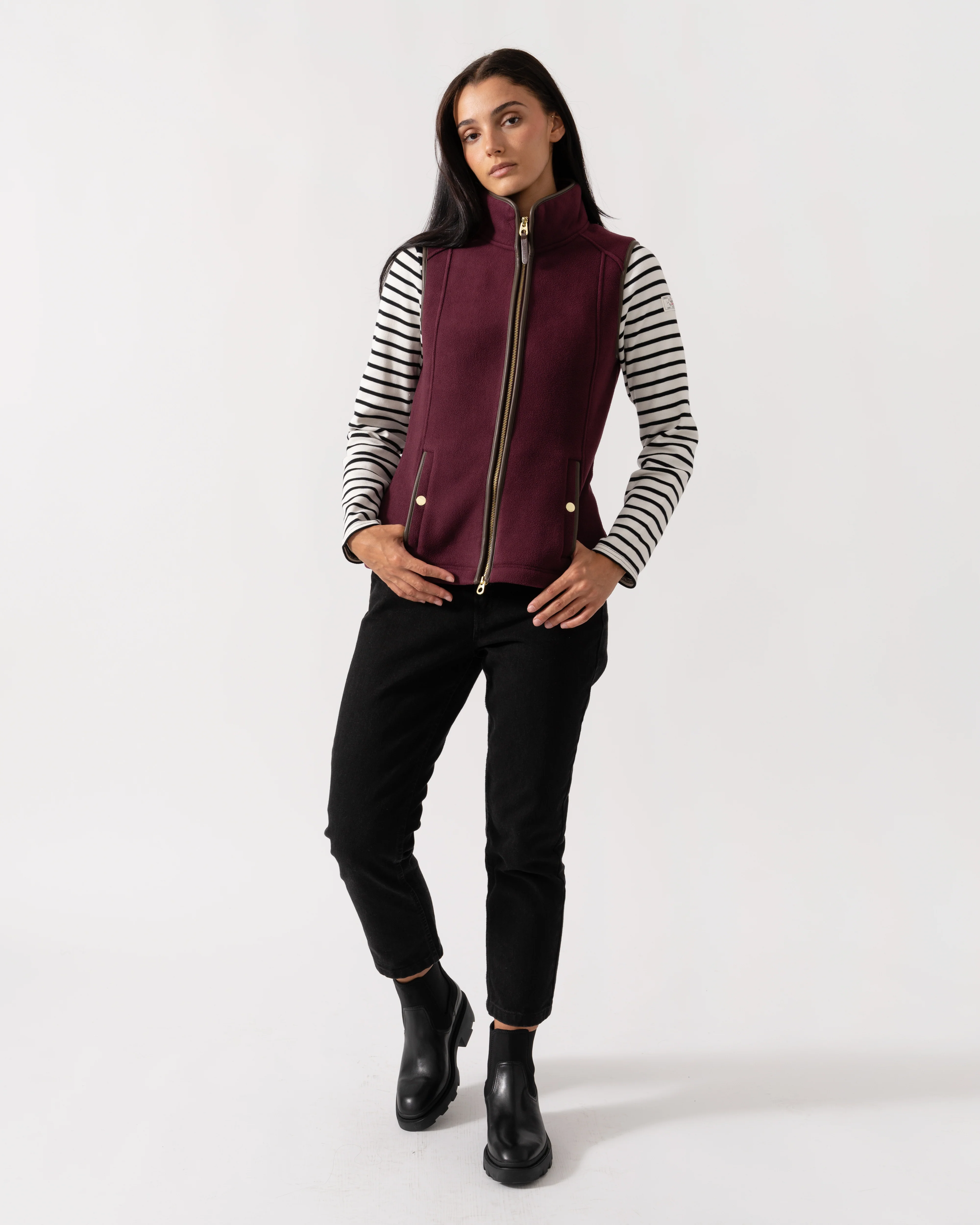 Joules Heritage Womens Fleece Gilet - Burgundy - Image 2