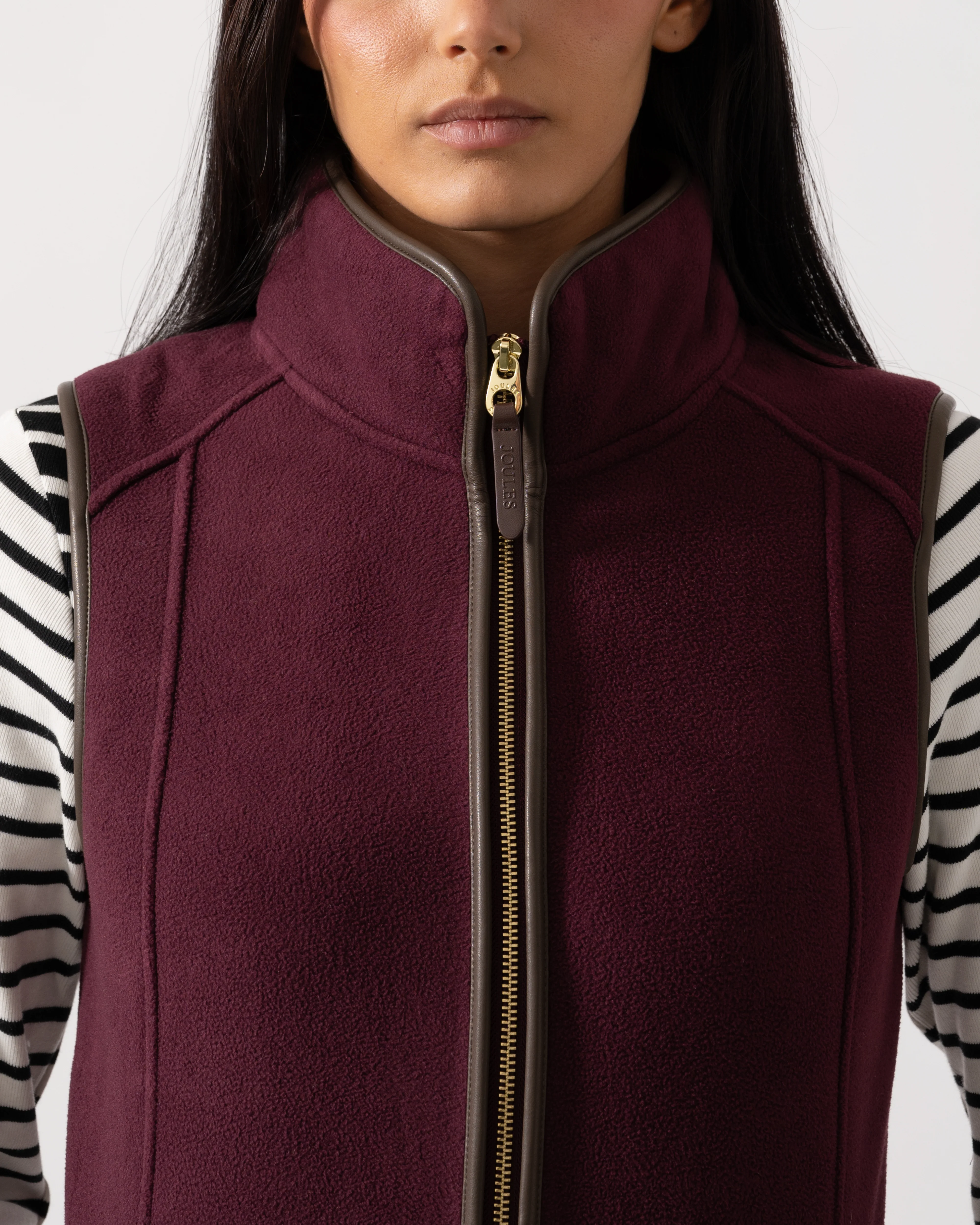 Joules Heritage Womens Fleece Gilet - Burgundy - Image 3