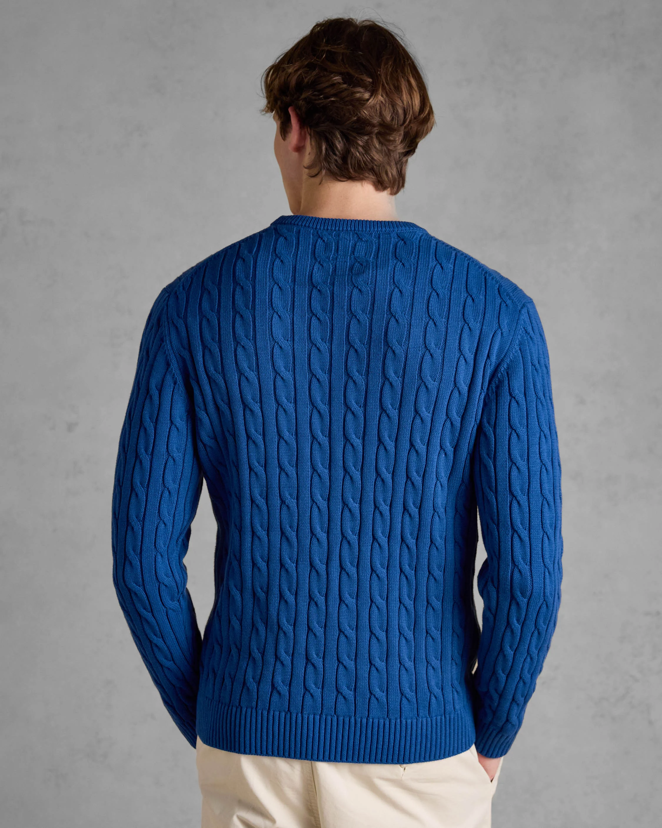 Joules Hillside Mens Cable Knit Crew Neck Jumper - Navy - Image 5