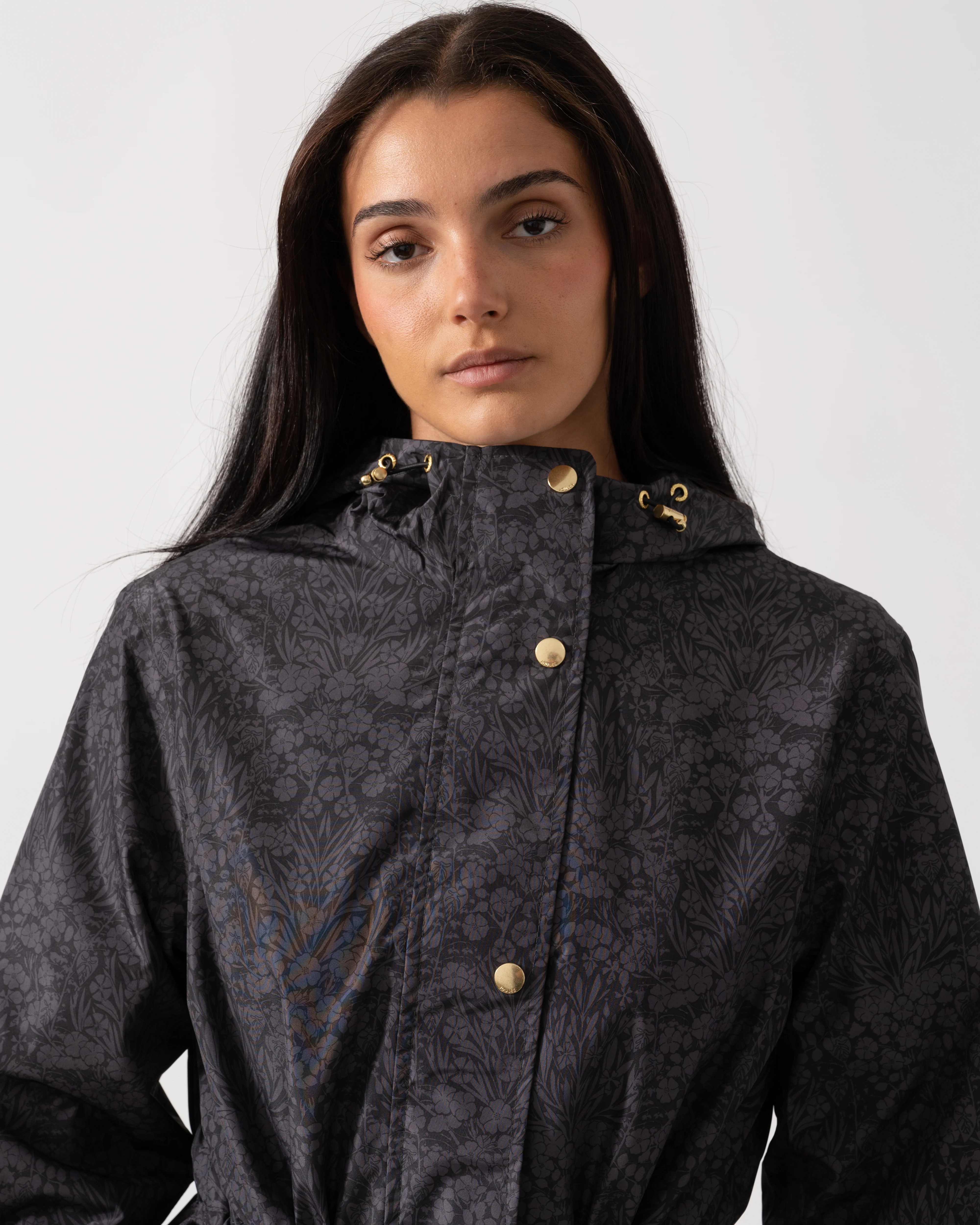 Joules Holkham Womens Packable Printed Raincoat - Black - Image 2