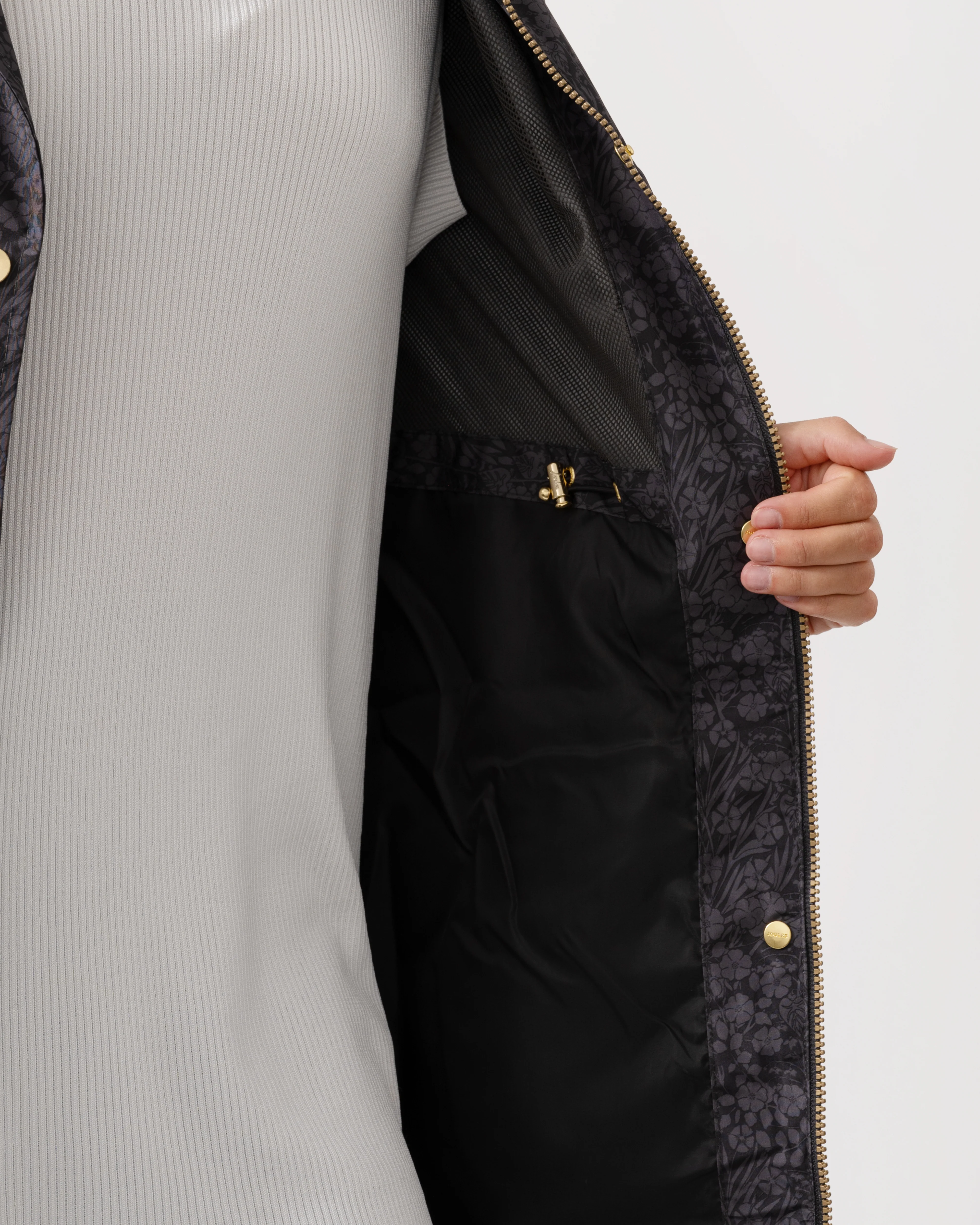 Joules Holkham Womens Packable Printed Raincoat - Black - Image 3