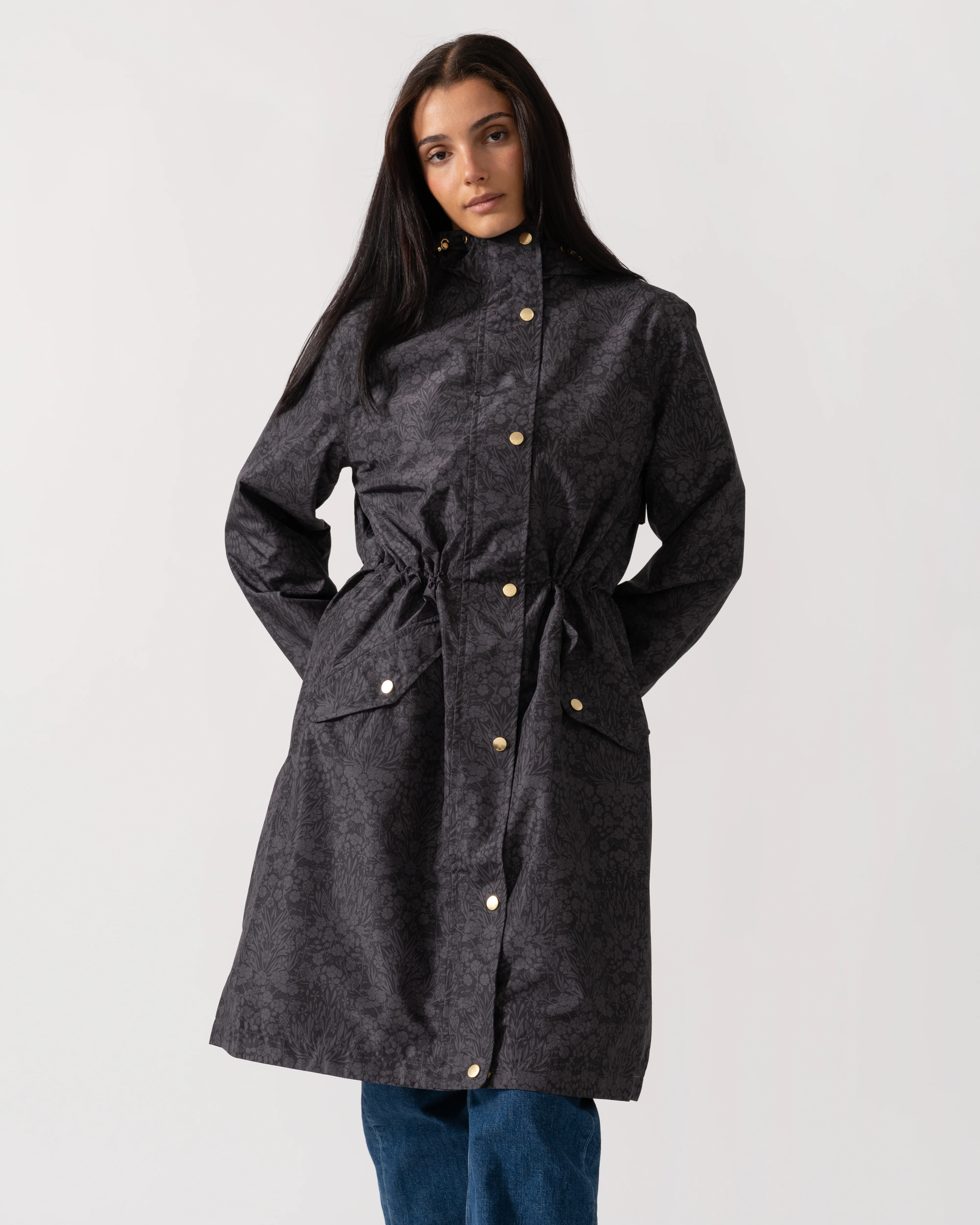 Joules Holkham Womens Packable Printed Raincoat - Black - Image 4
