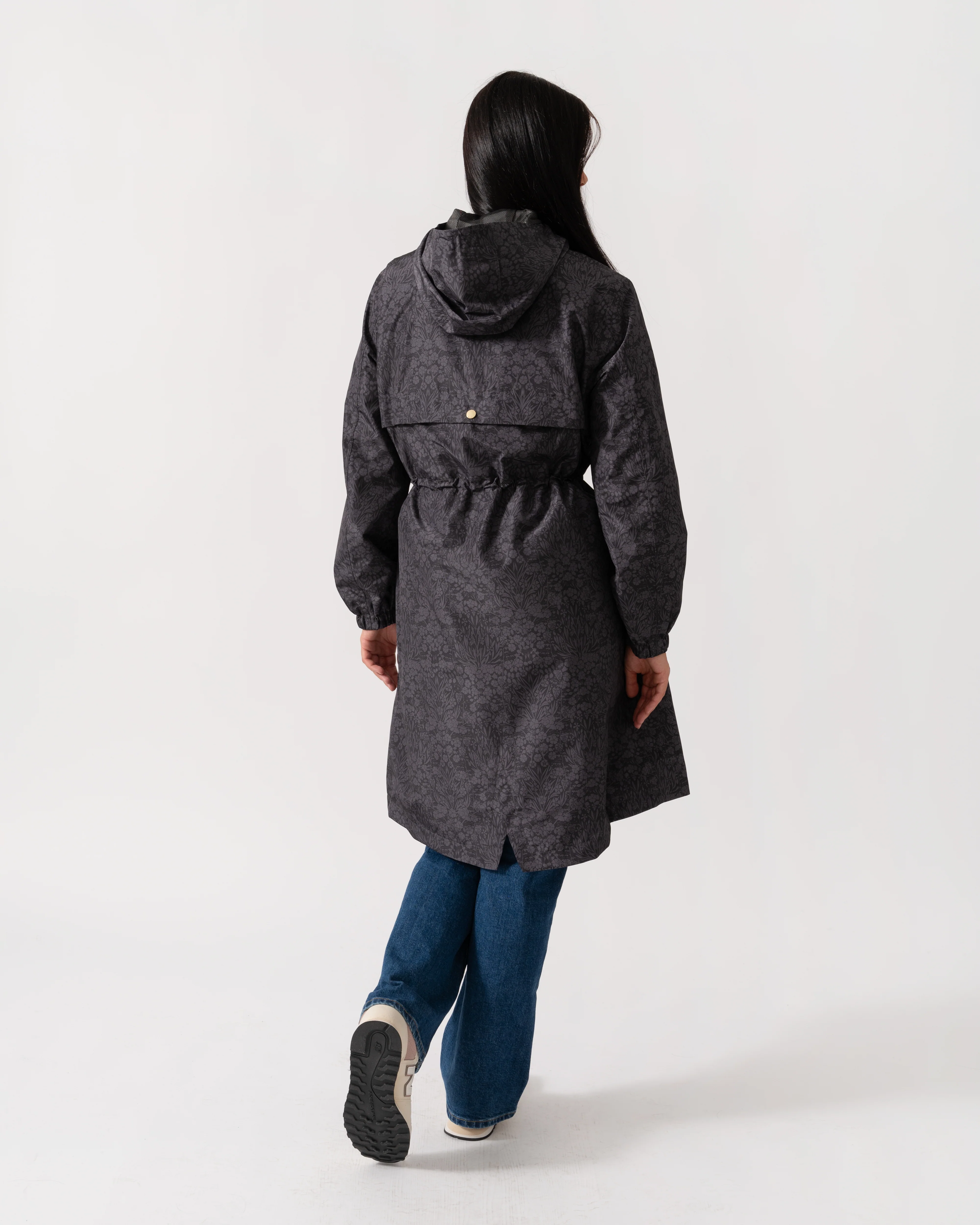 Joules Holkham Womens Packable Printed Raincoat - Black - Image 5