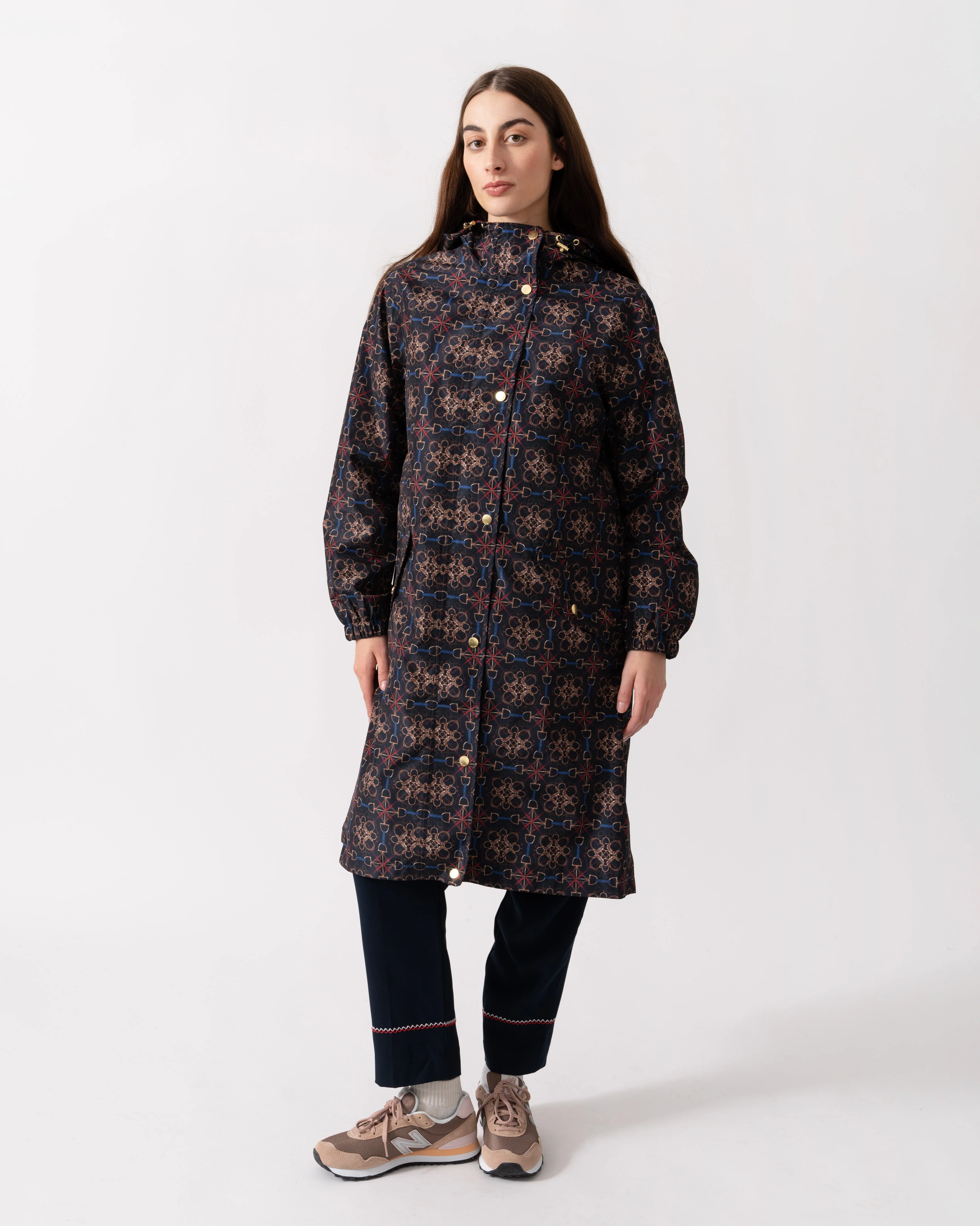 Joules Holkham Womens Packable Printed Raincoat - Navy Stirrup Geo - Image 2