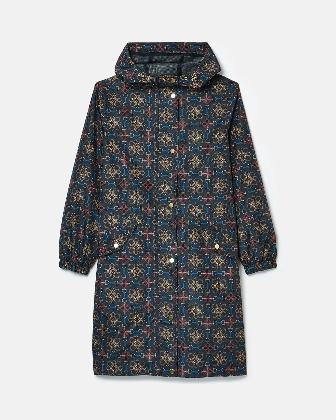 Joules Holkham Womens Packable Printed Raincoat - Navy Stirrup Geo - Image 5