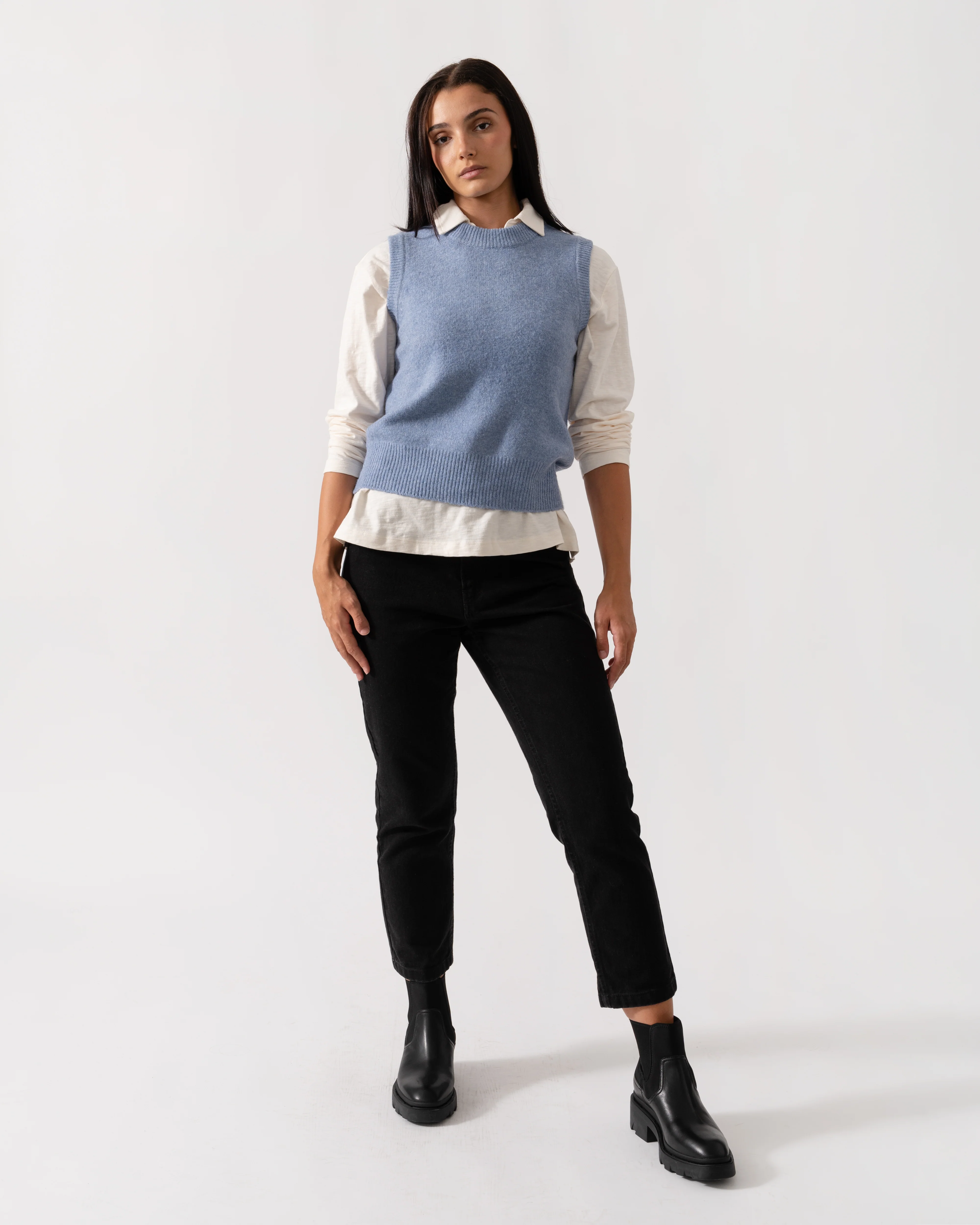 Joules Holly Womens Crew Neck Knit Tank Top - Blue - Image 2