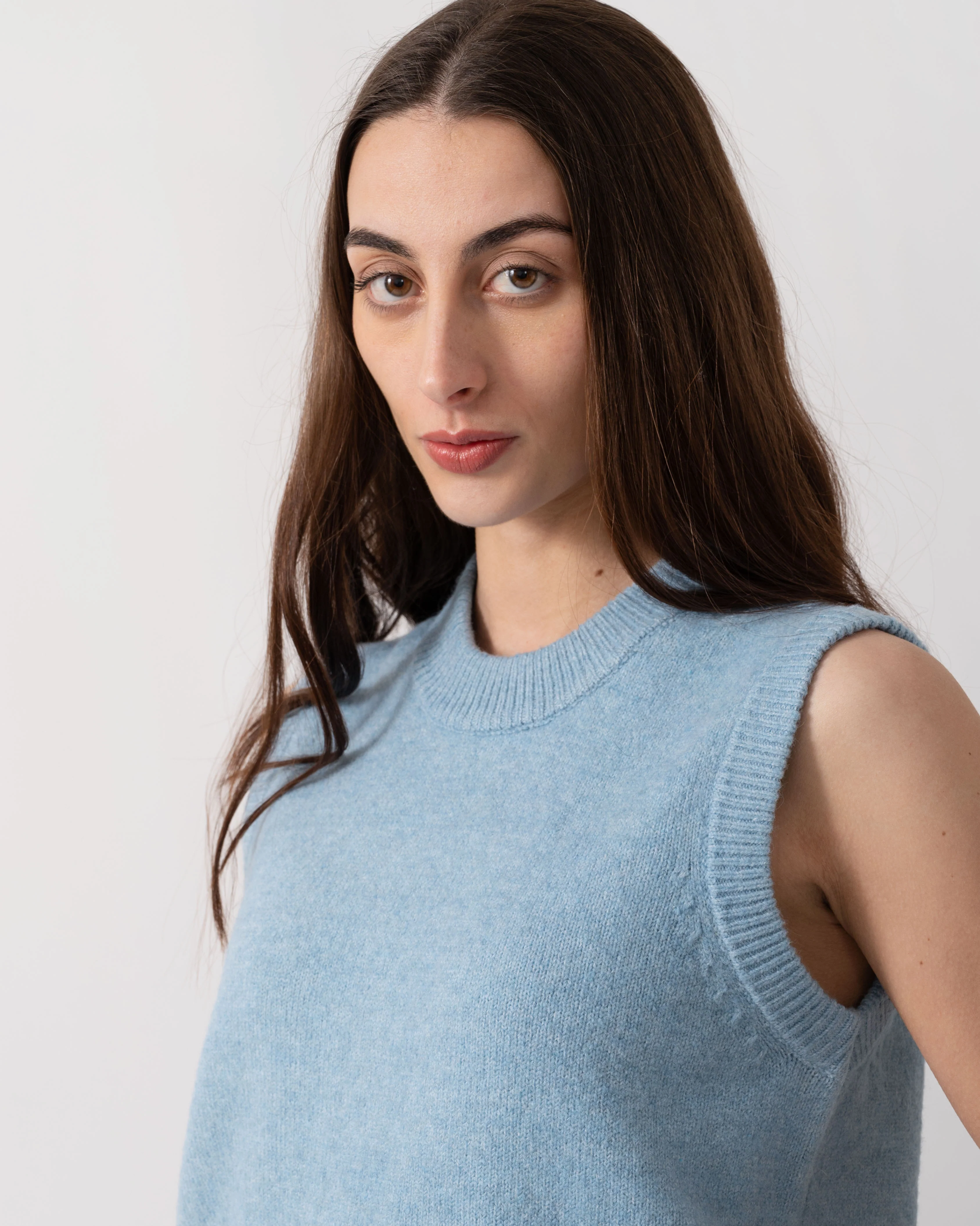 Joules Holly Womens Crew Neck Knit Tank Top - Light Blue - Image 4