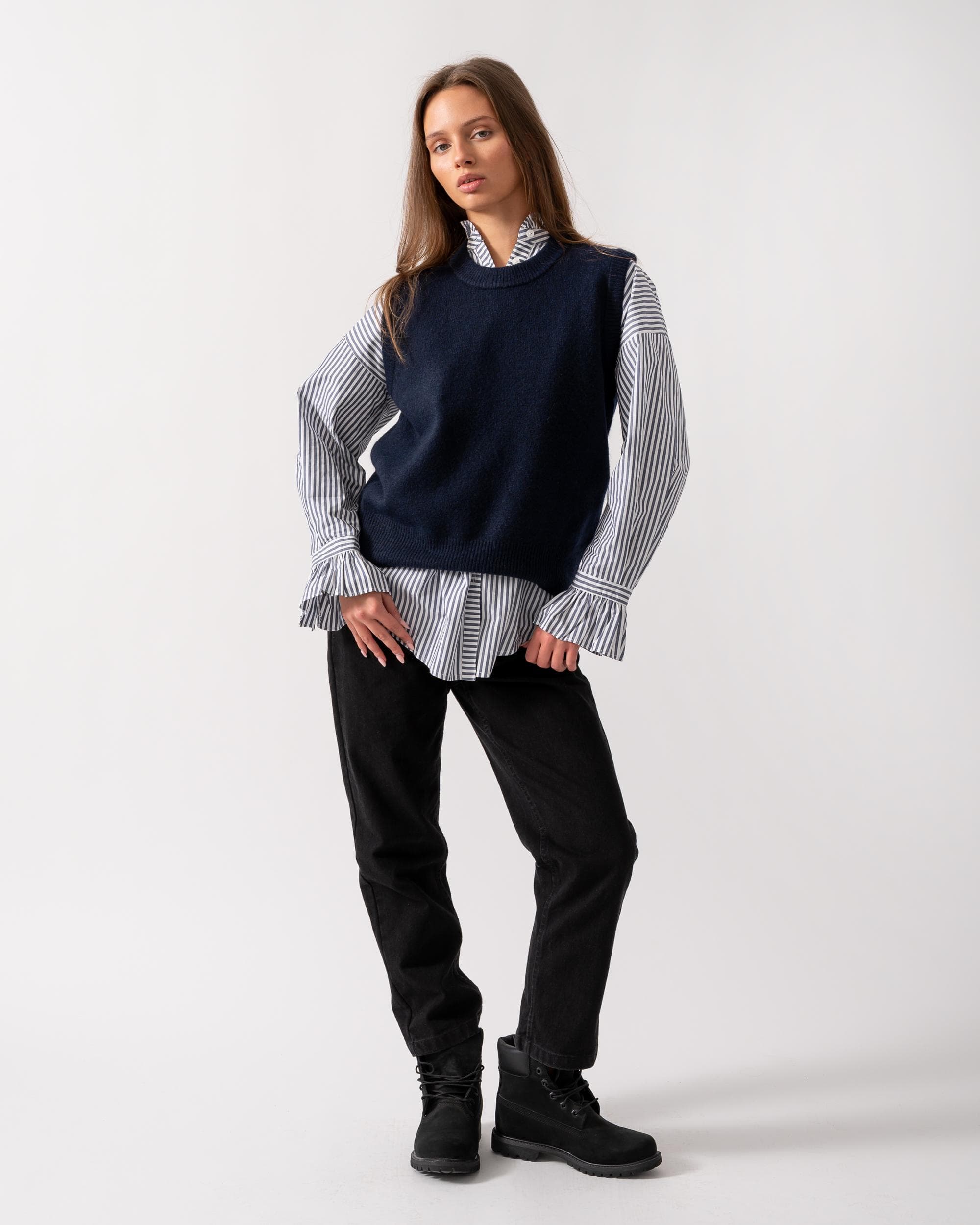 Joules Holly Womens Crew Neck Knit Tank Top - Navy - Image 2