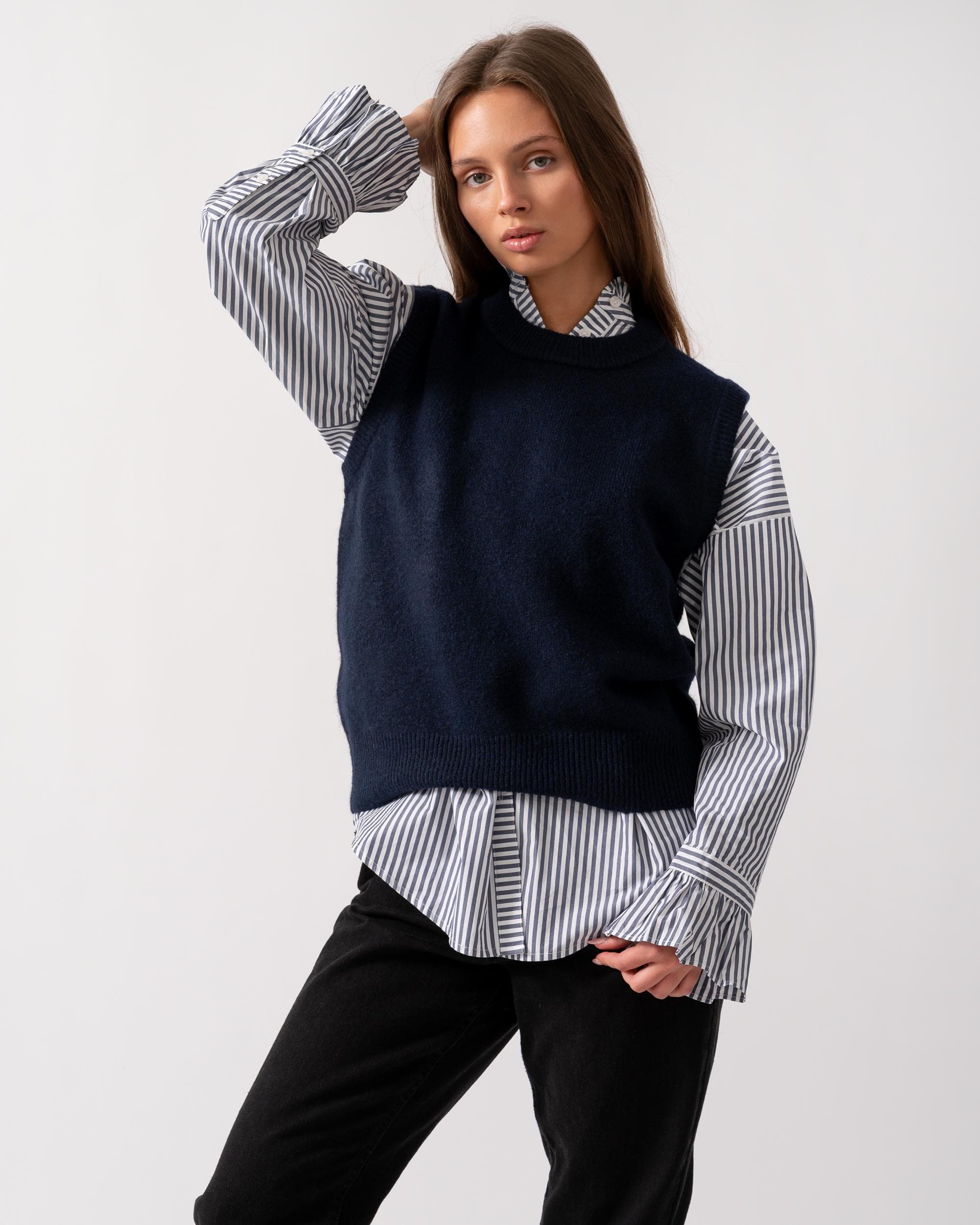 Joules Holly Womens Crew Neck Knit Tank Top - Navy - Image 4