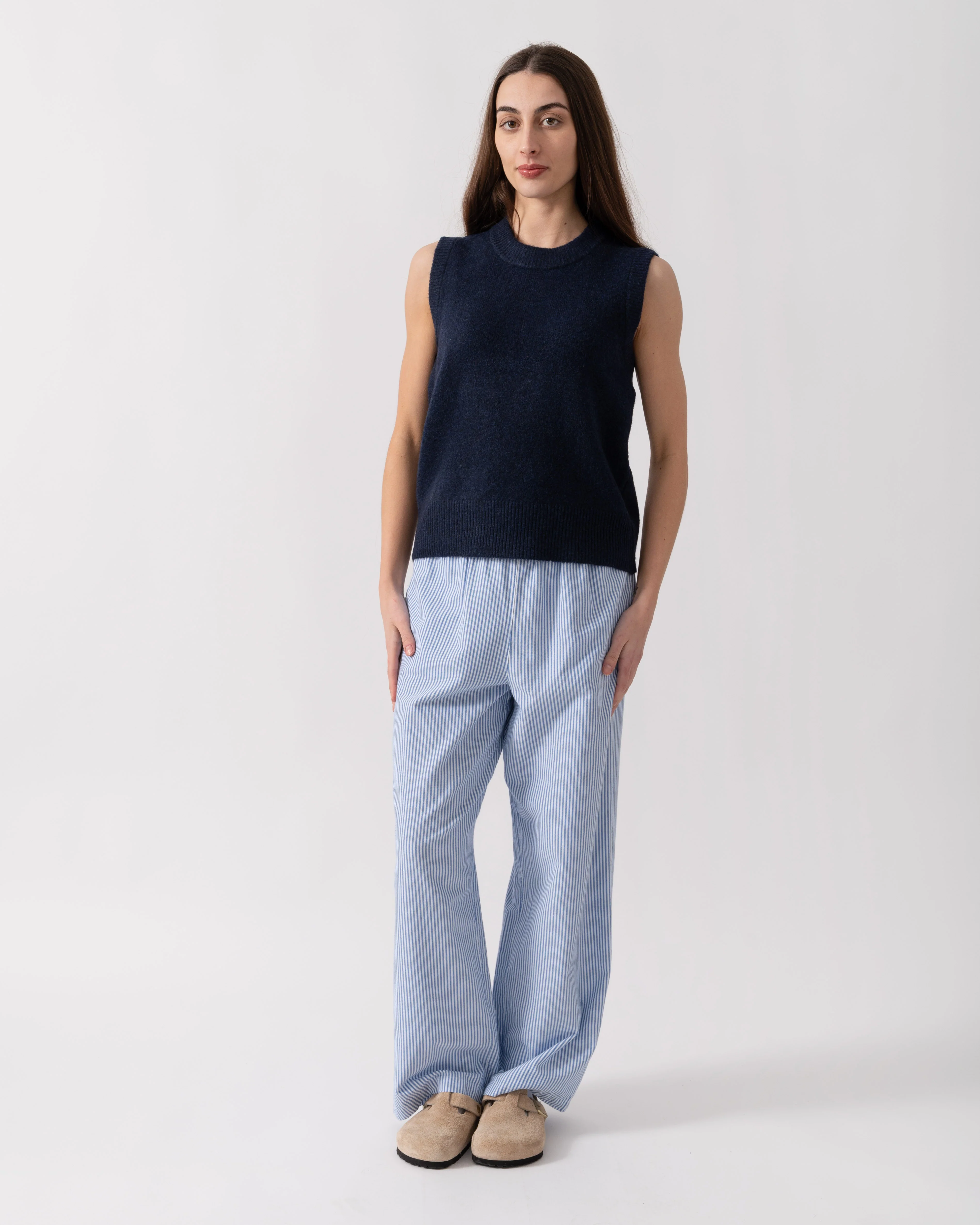 Joules Holly Womens Crew Neck Knit Tank Top - Navy Blue - Image 2