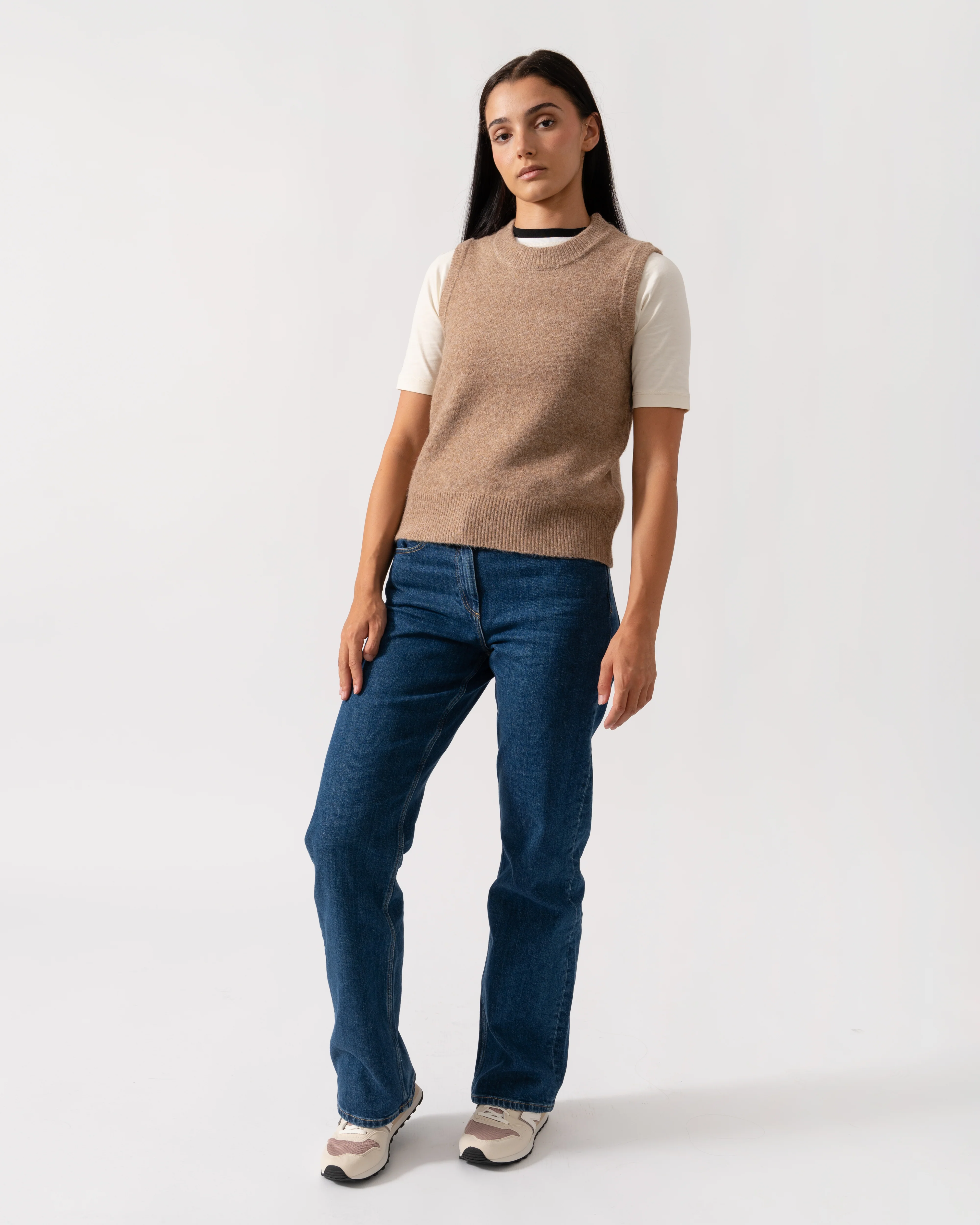 Joules Holly Womens Crew Neck Knit Tank Top - Tan Brown - Image 2