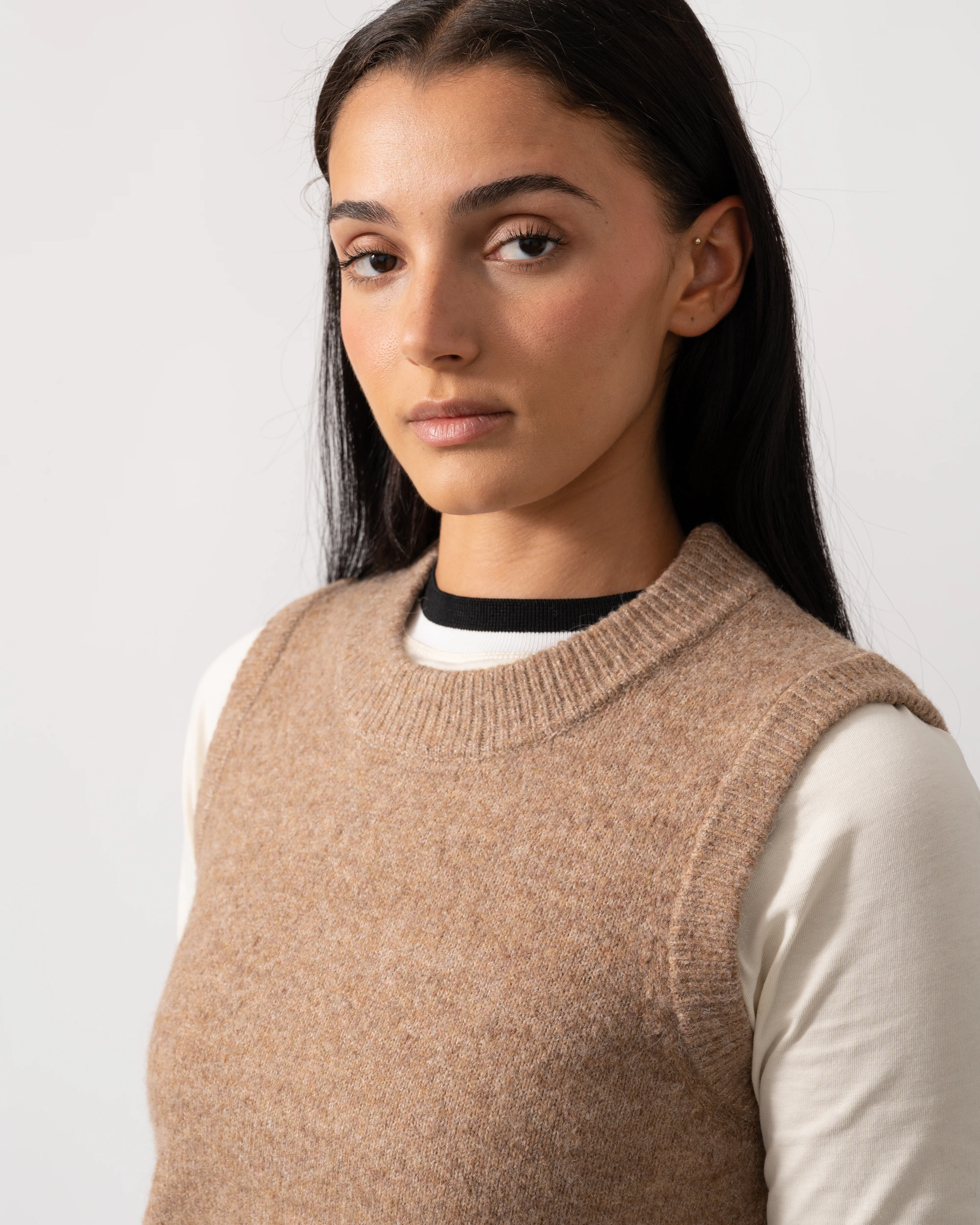 Joules Holly Womens Crew Neck Knit Tank Top - Tan Brown - Image 3