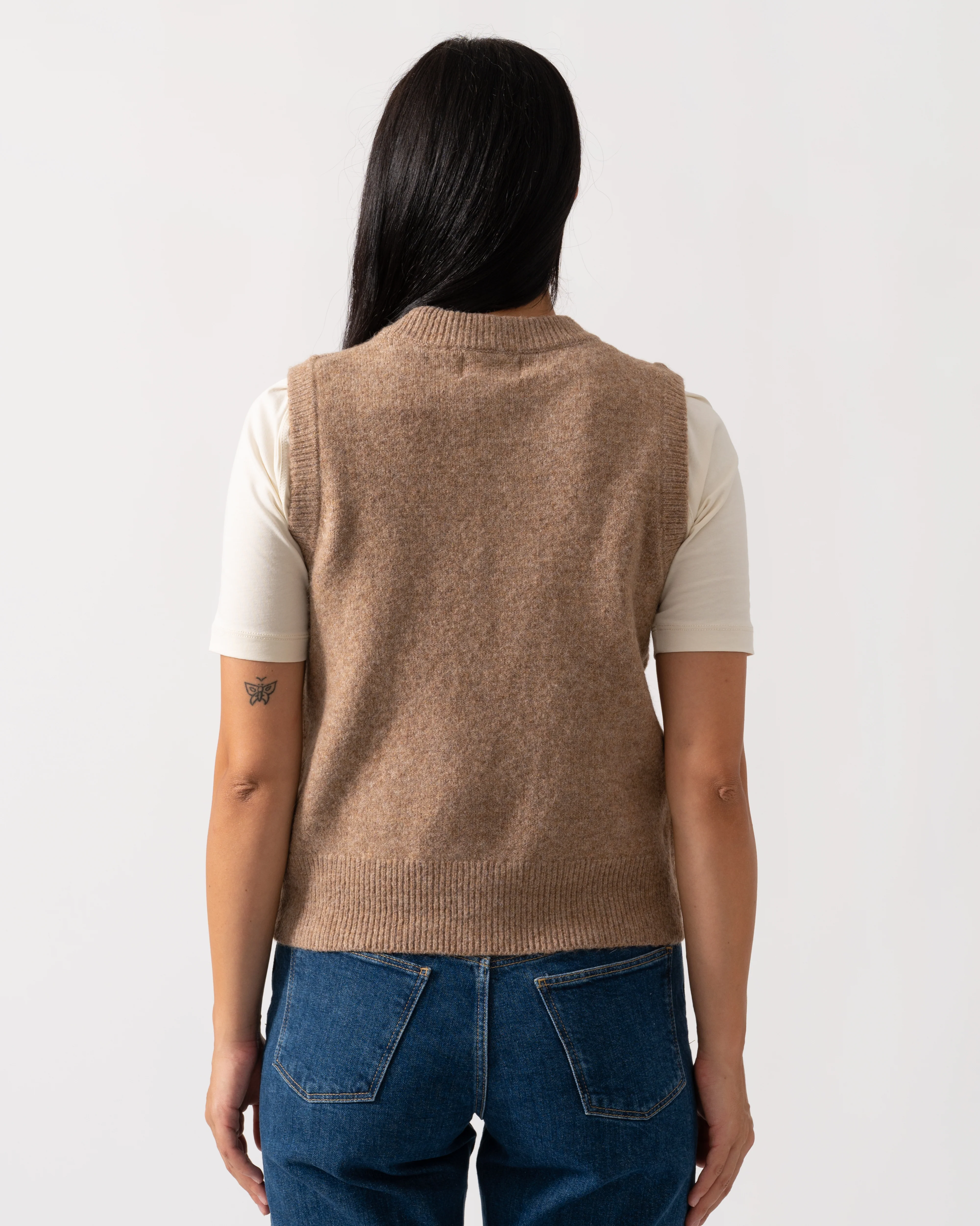 Joules Holly Womens Crew Neck Knit Tank Top - Tan Brown - Image 4