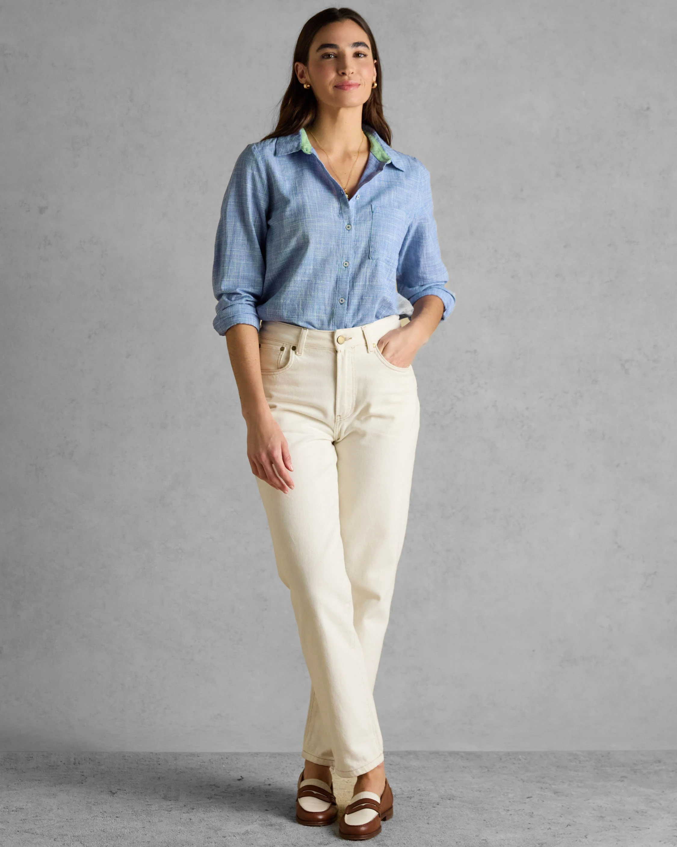 Joules Ida Womens Long Sleeve Shirt - Blue - Image 2