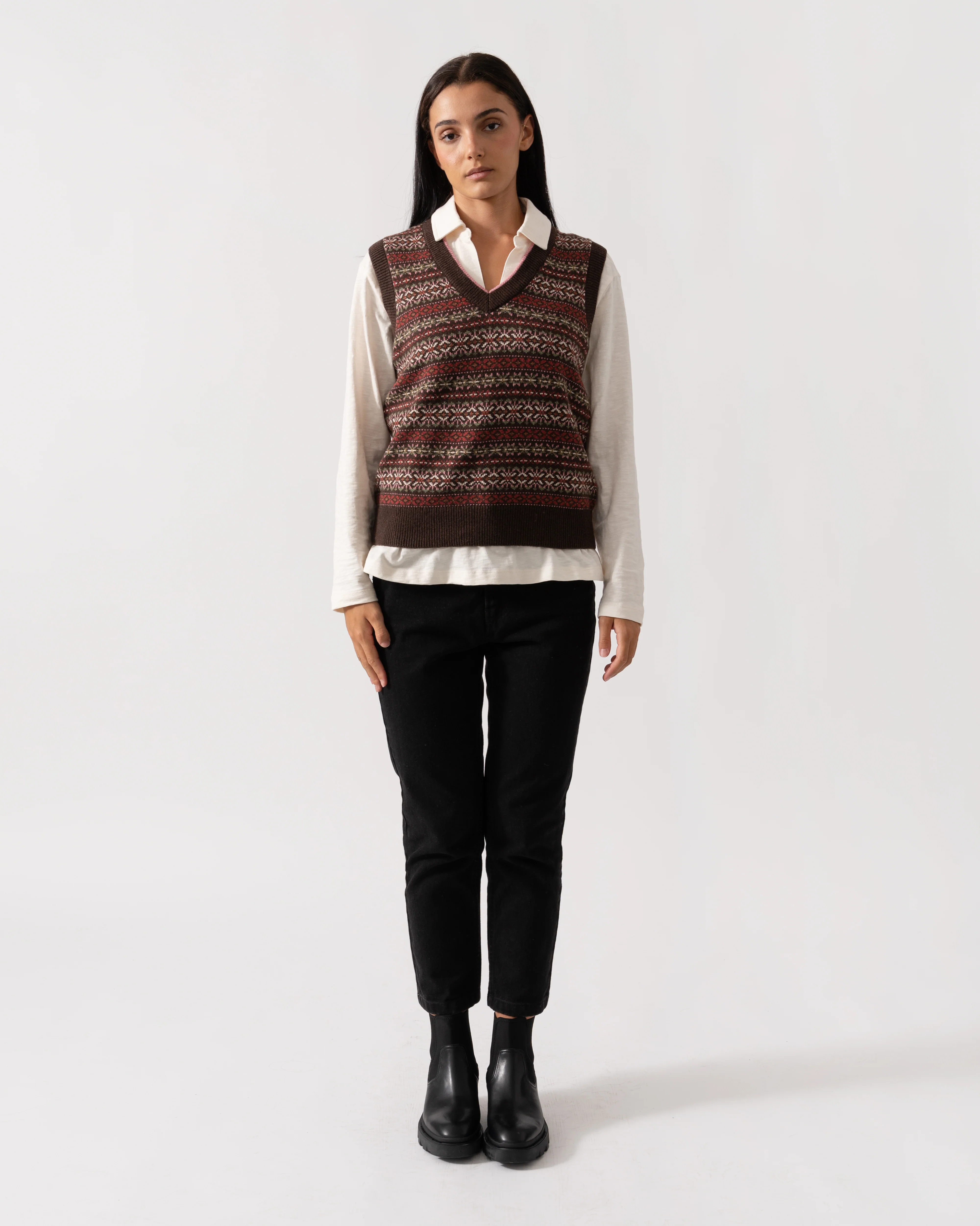 Joules Islay Womens V-Neck Knit Tank Top - Brown - Image 3