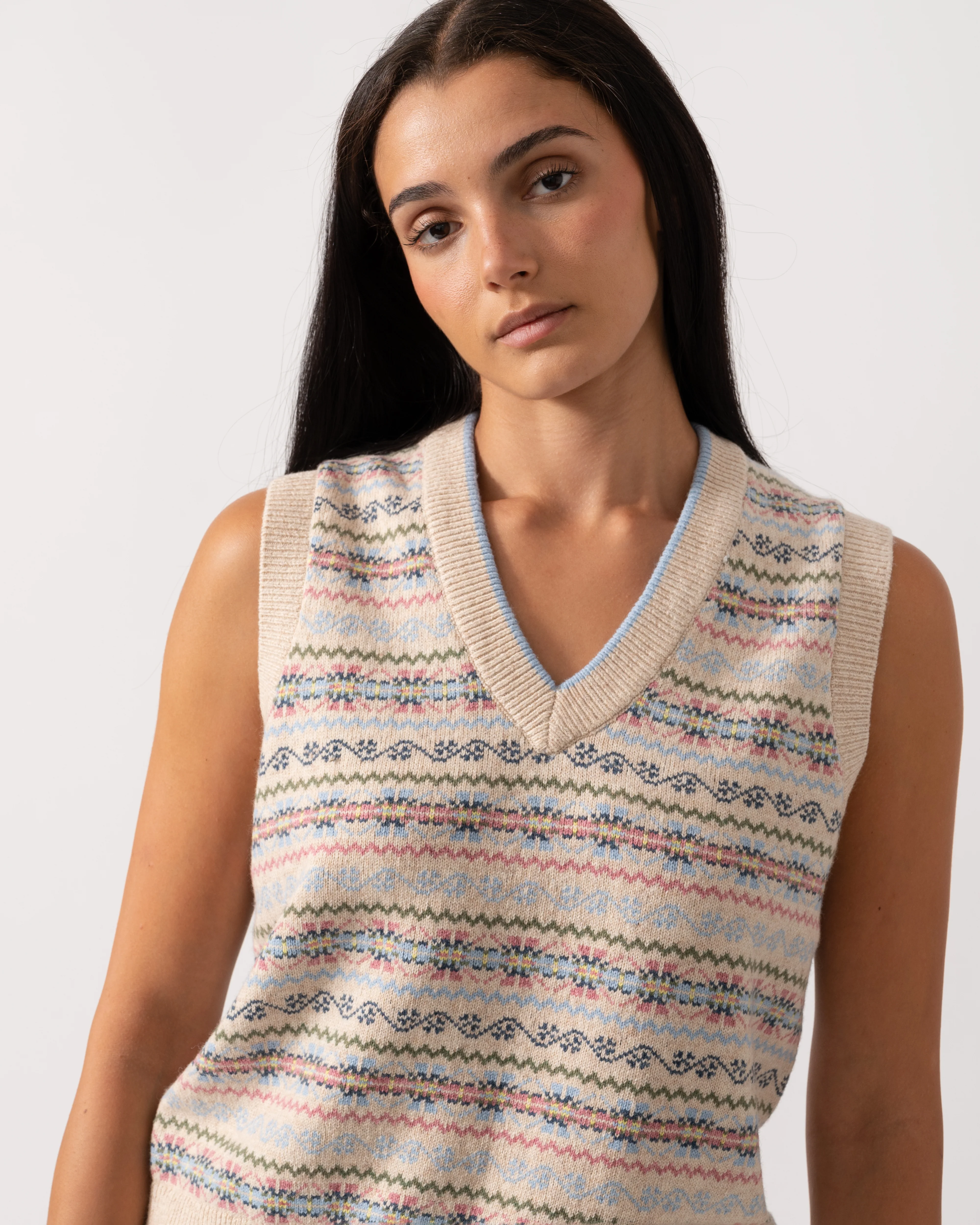 Joules Islay Womens V-Neck Knit Tank Top - Cream - Image 2