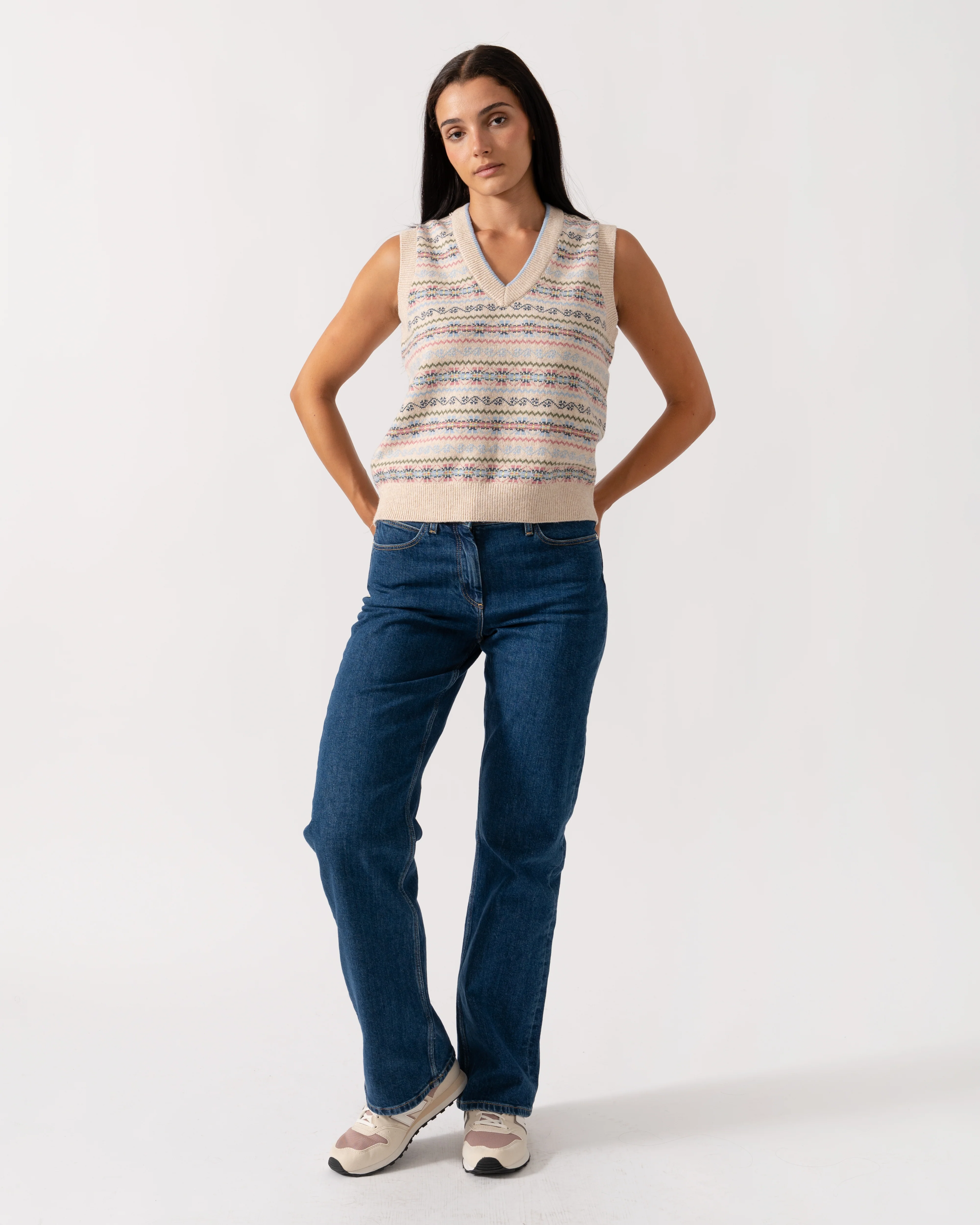 Joules Islay Womens V-Neck Knit Tank Top - Cream - Image 3