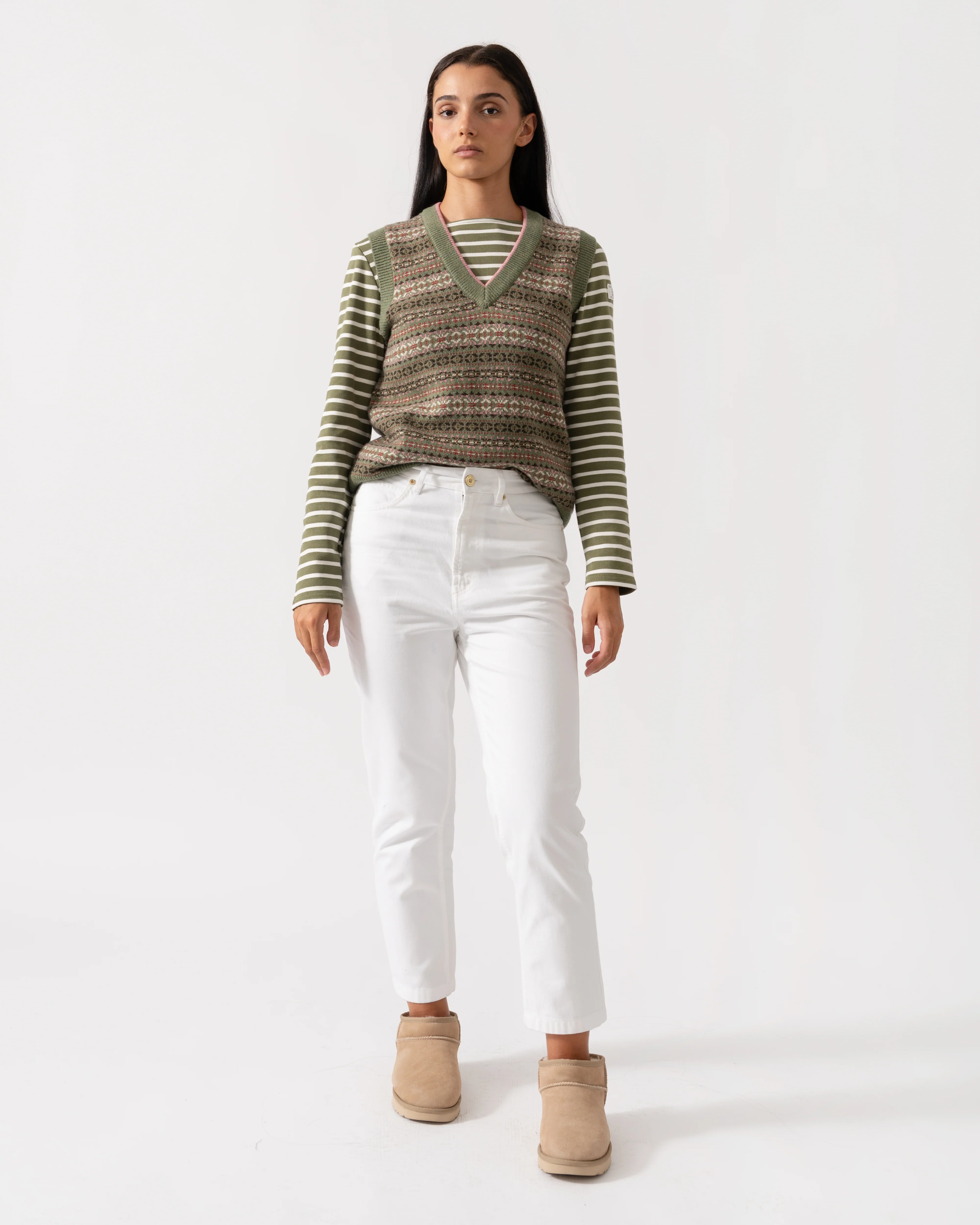 Joules Islay Womens V-Neck Knit Tank Top - Green - Image 3