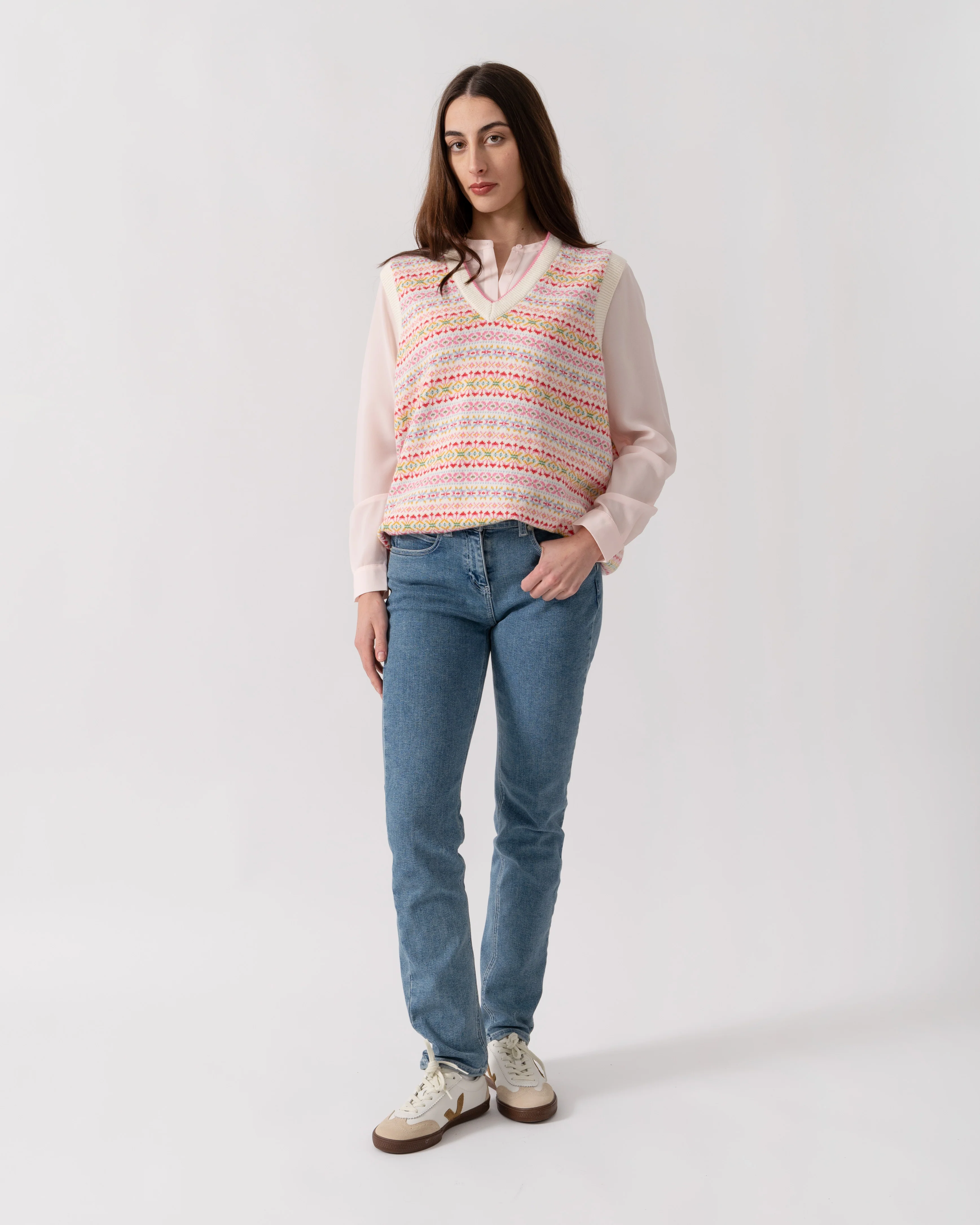 Joules Islay Womens V-Neck Knit Tank Top - Multi - Image 2