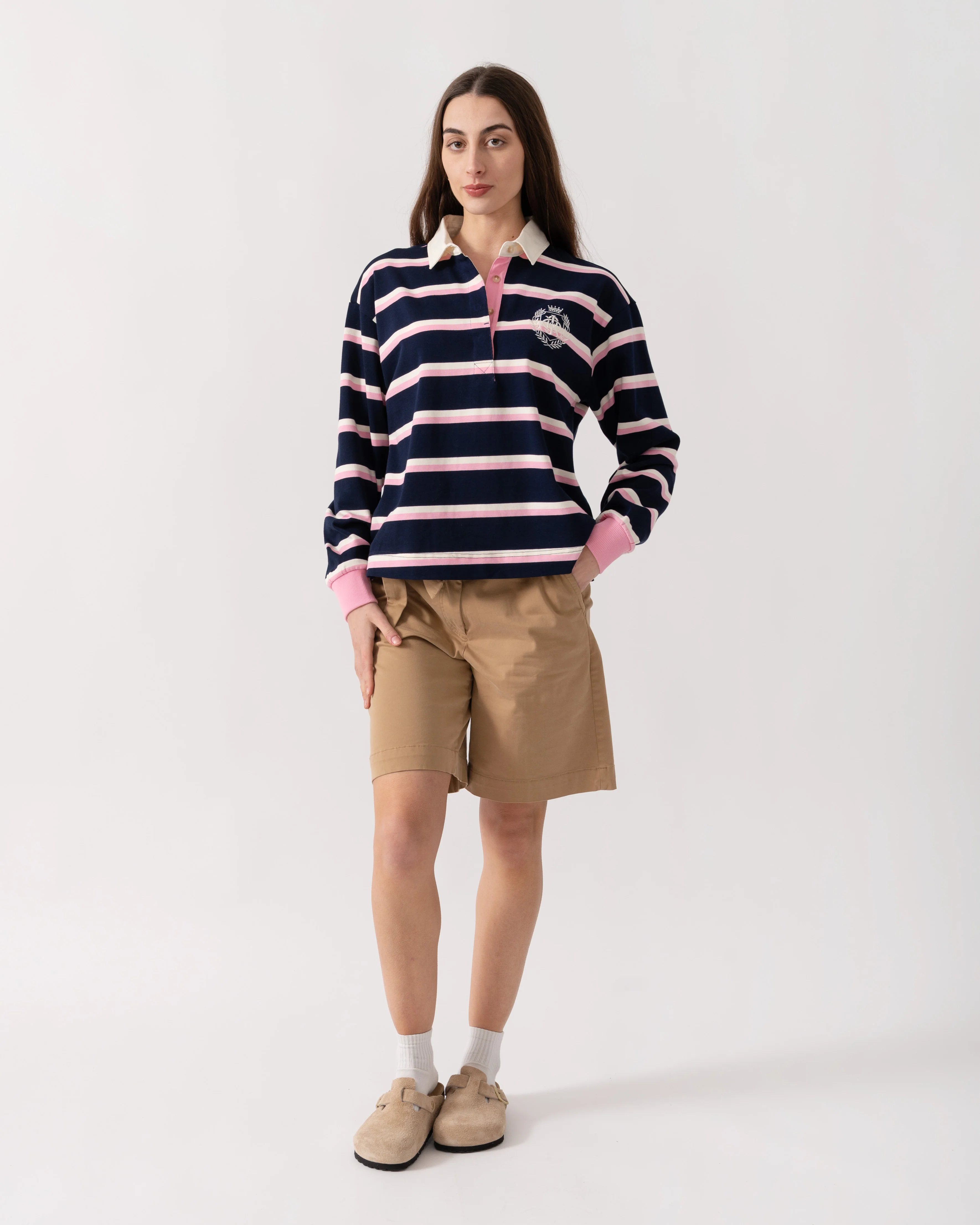 Joules Lara Womens Rugby Shirt - Navy/Pink - Image 2