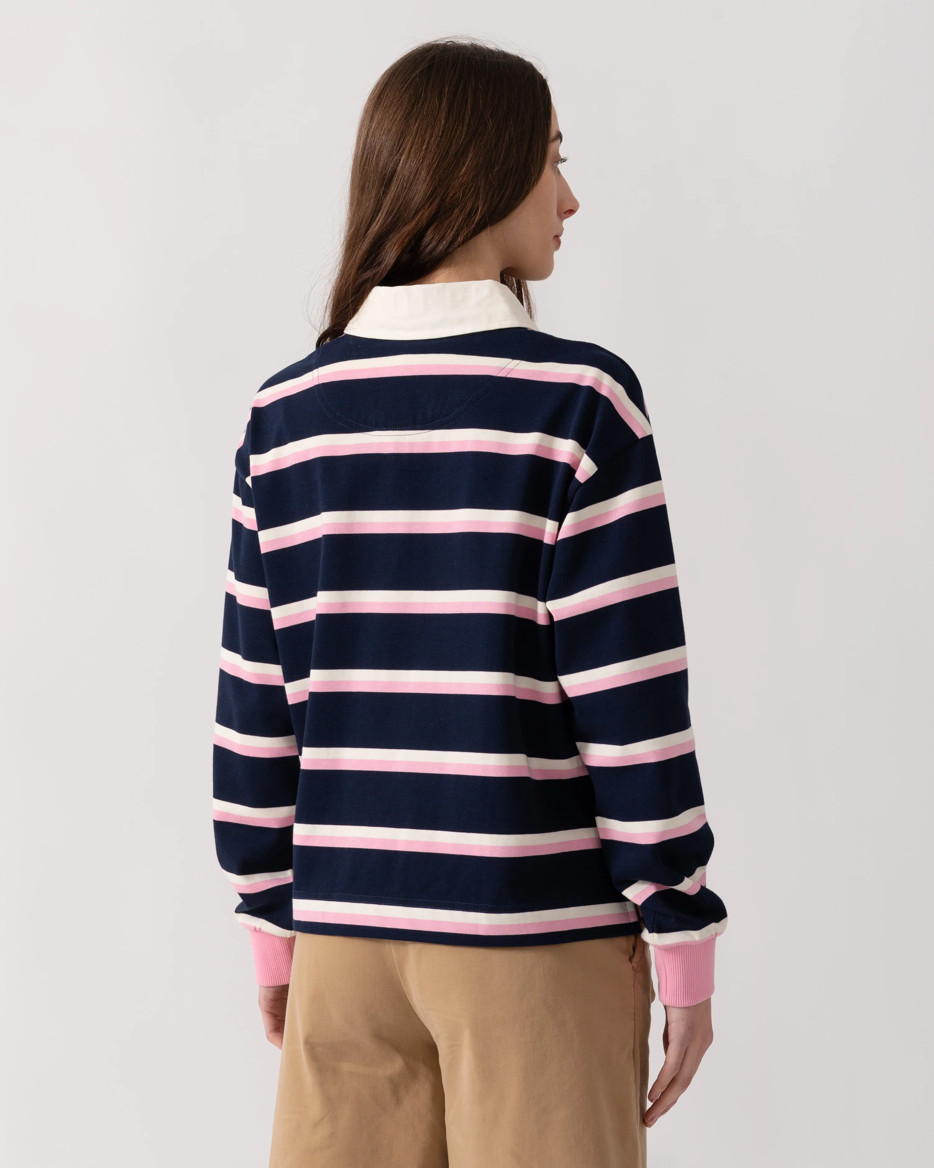 Joules Lara Womens Rugby Shirt - Navy/Pink - Image 4