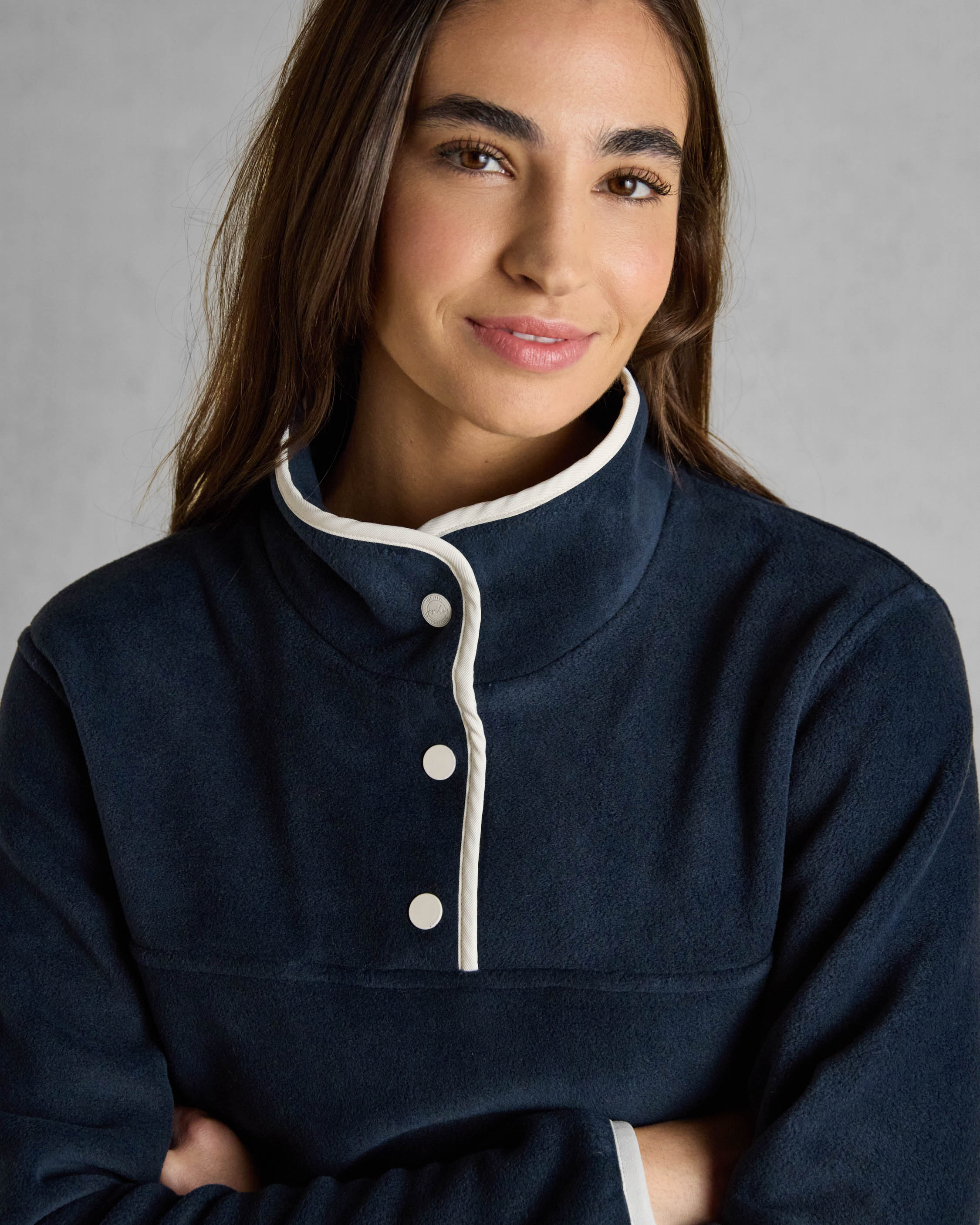 Joules Lulworth Womens 1/4 Zip Funnel Neck Fleece - Navy - Image 3