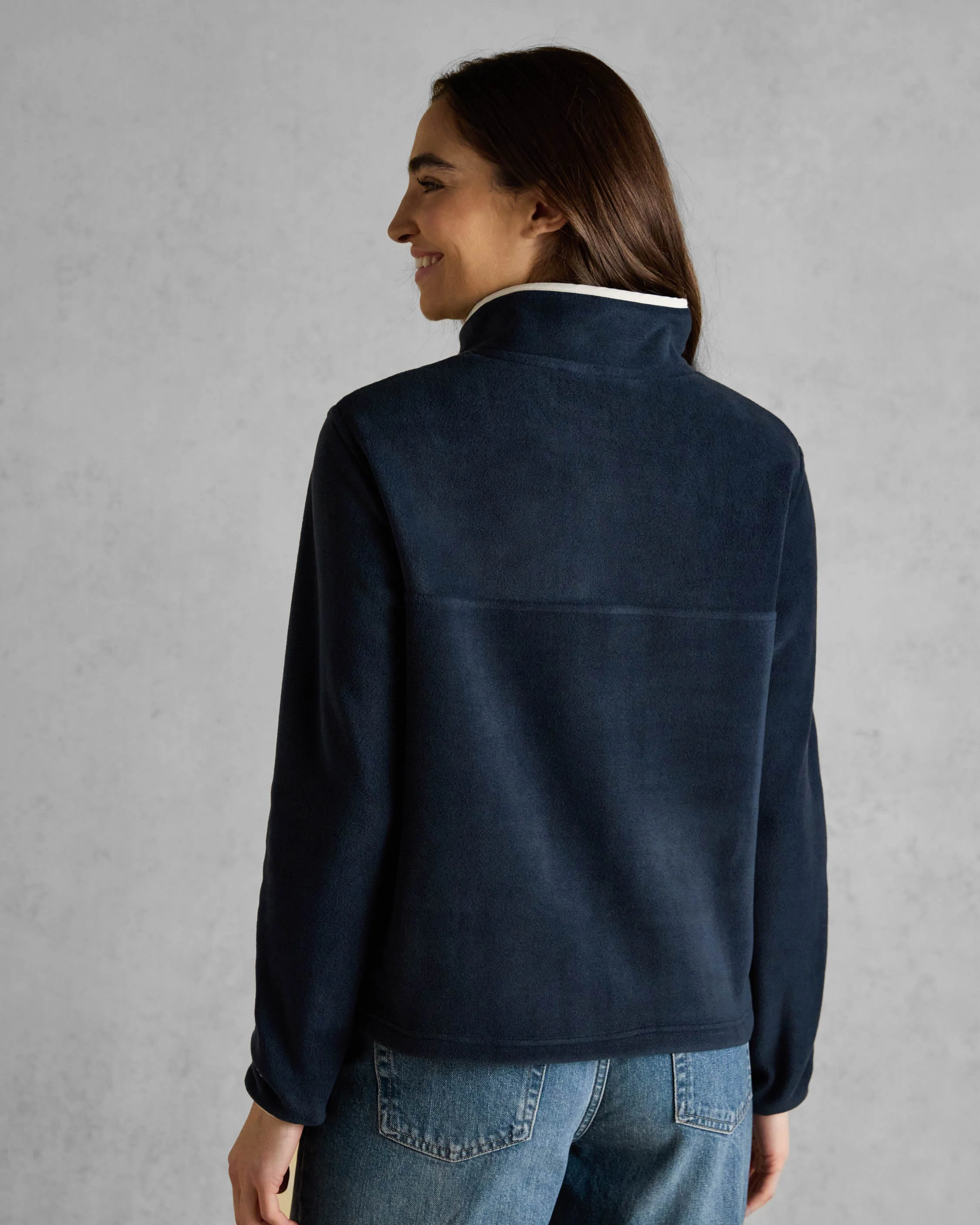 Joules Lulworth Womens 1/4 Zip Funnel Neck Fleece - Navy - Image 4