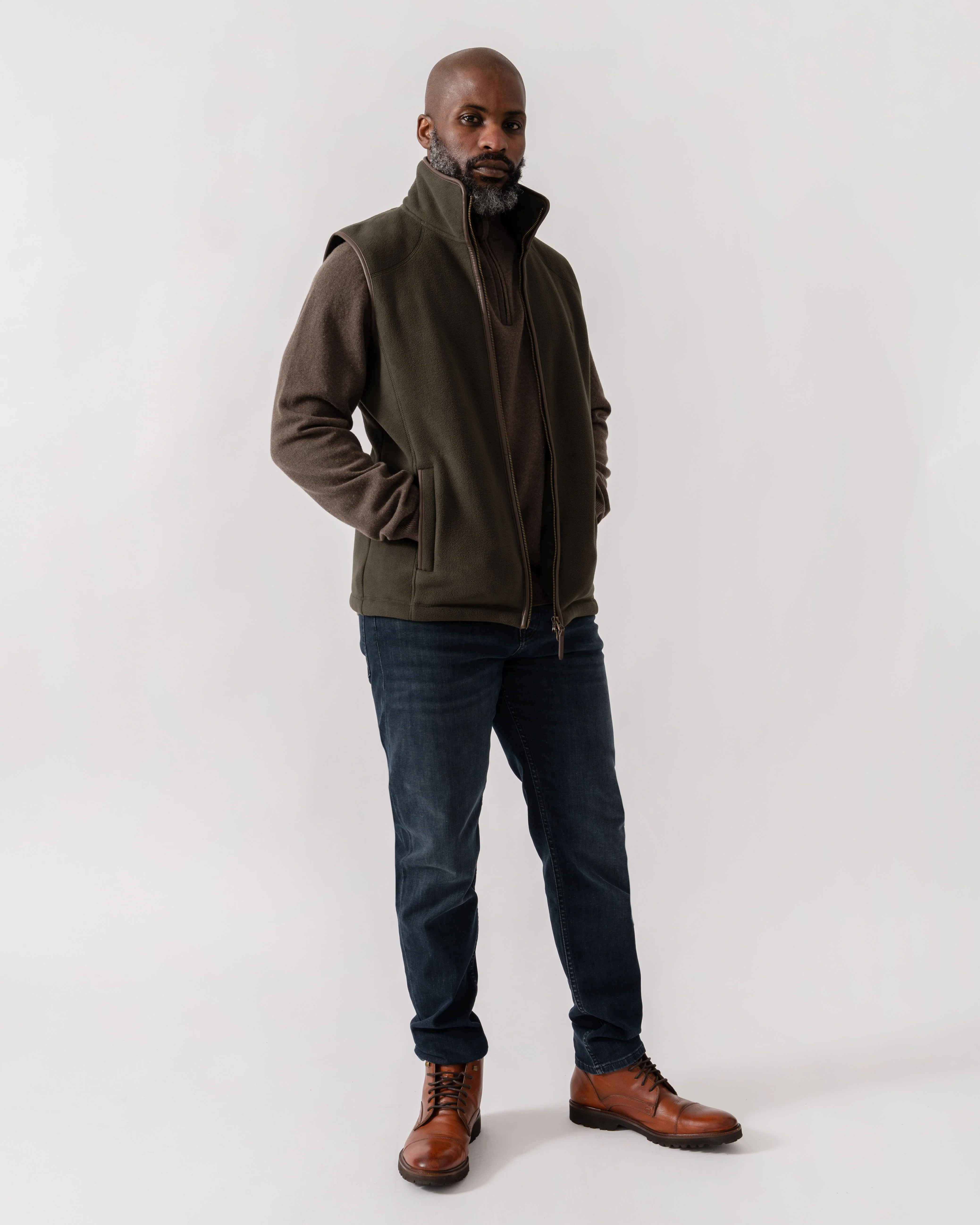 Joules Mens Heritage Fleece Gilet - Green - Image 2