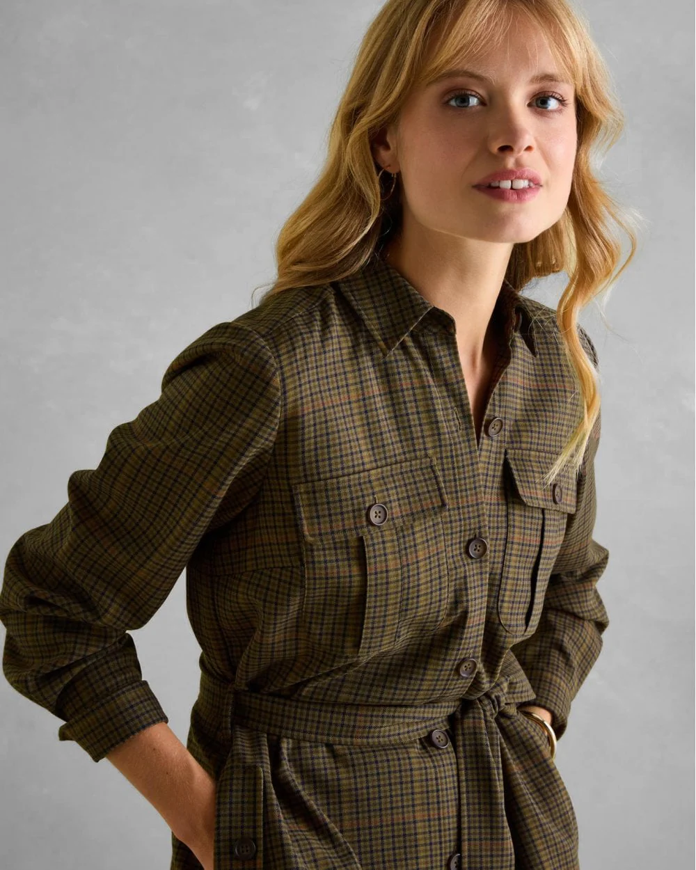 Joules Meredith Check Womens Midi Shirt Dress - Image 3