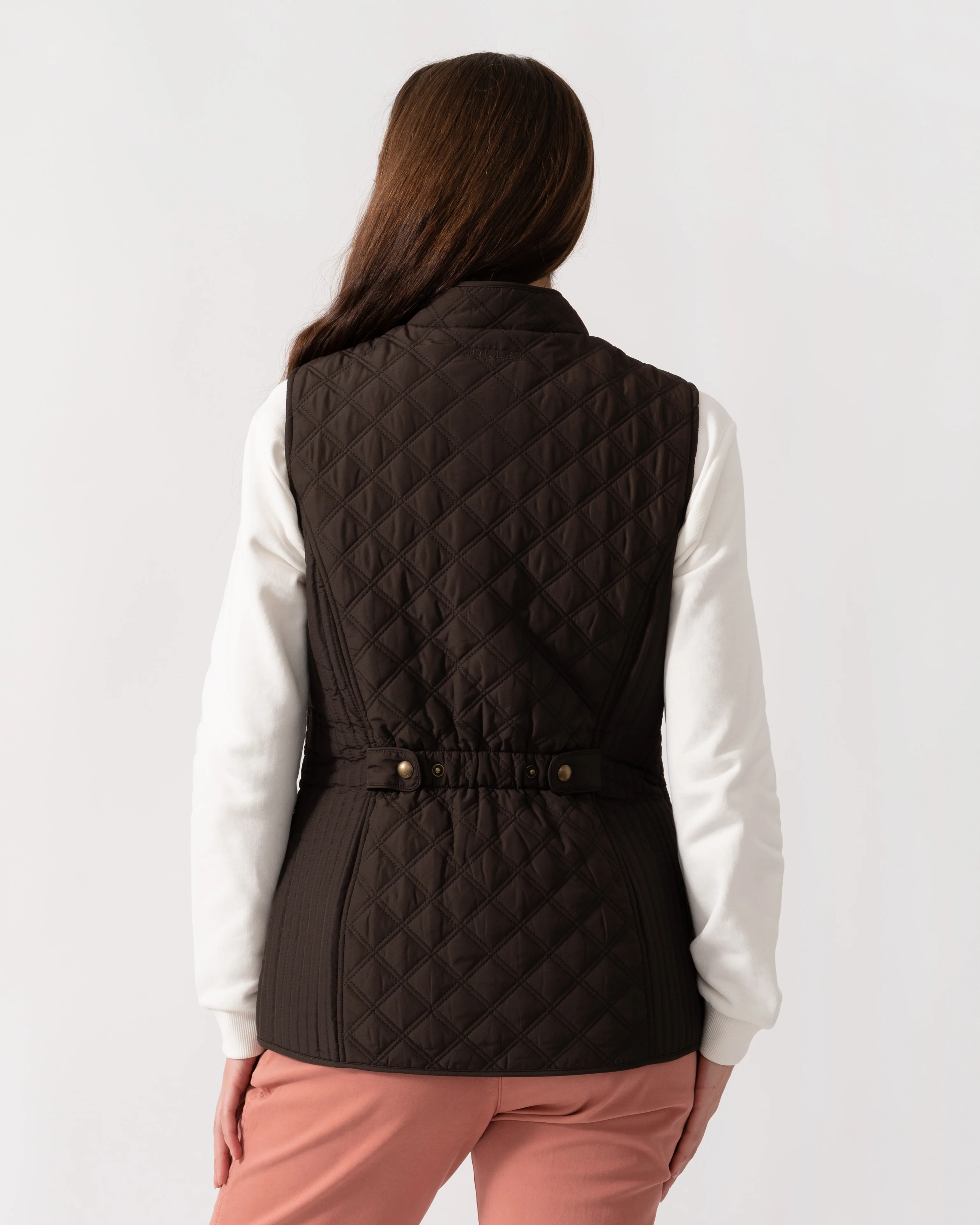 Joules Minx Womens Diamond Quilt Gilet - Brown - Image 4