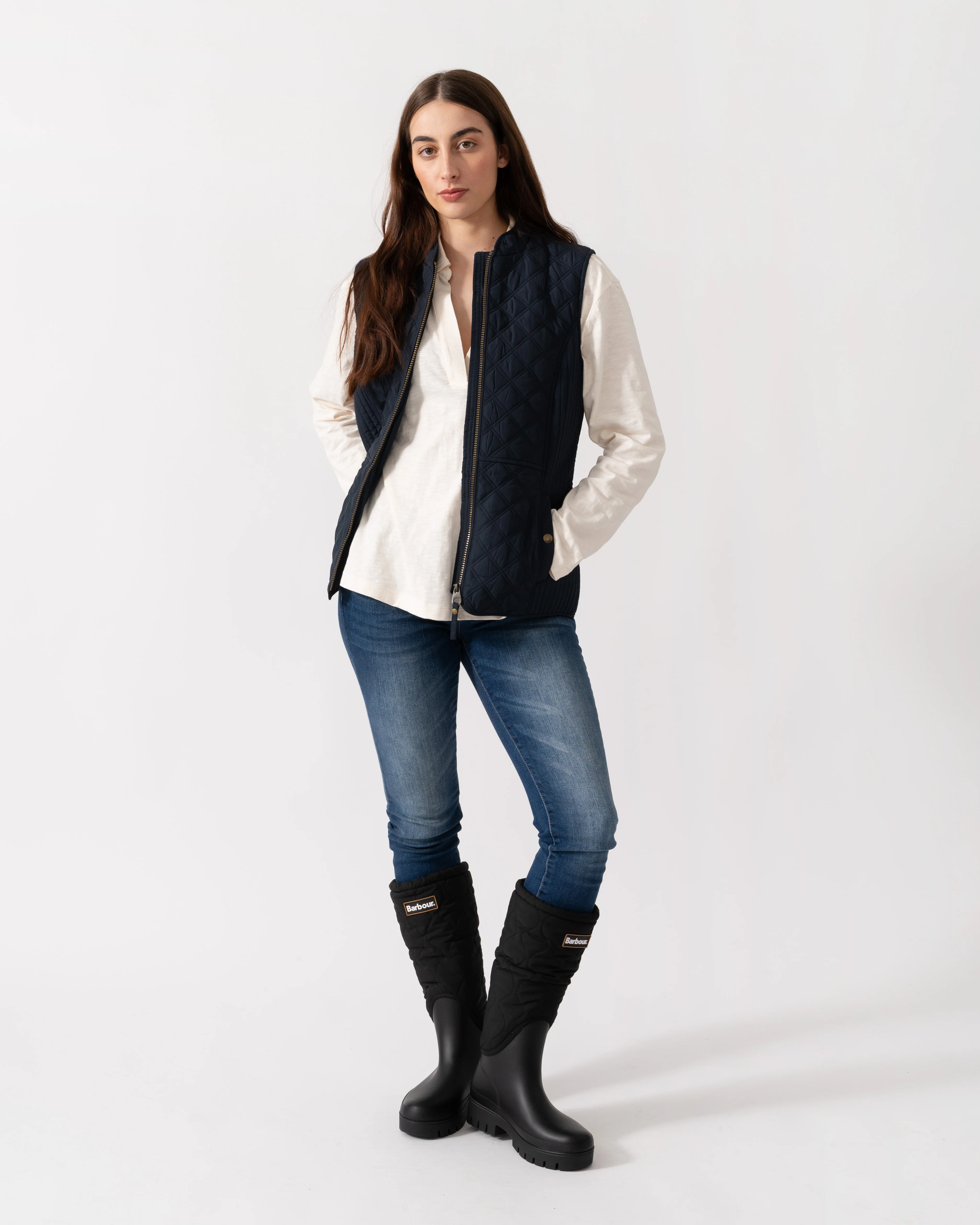 Joules Minx Womens Diamond Quilt Gilet - Dark Navy - Image 2