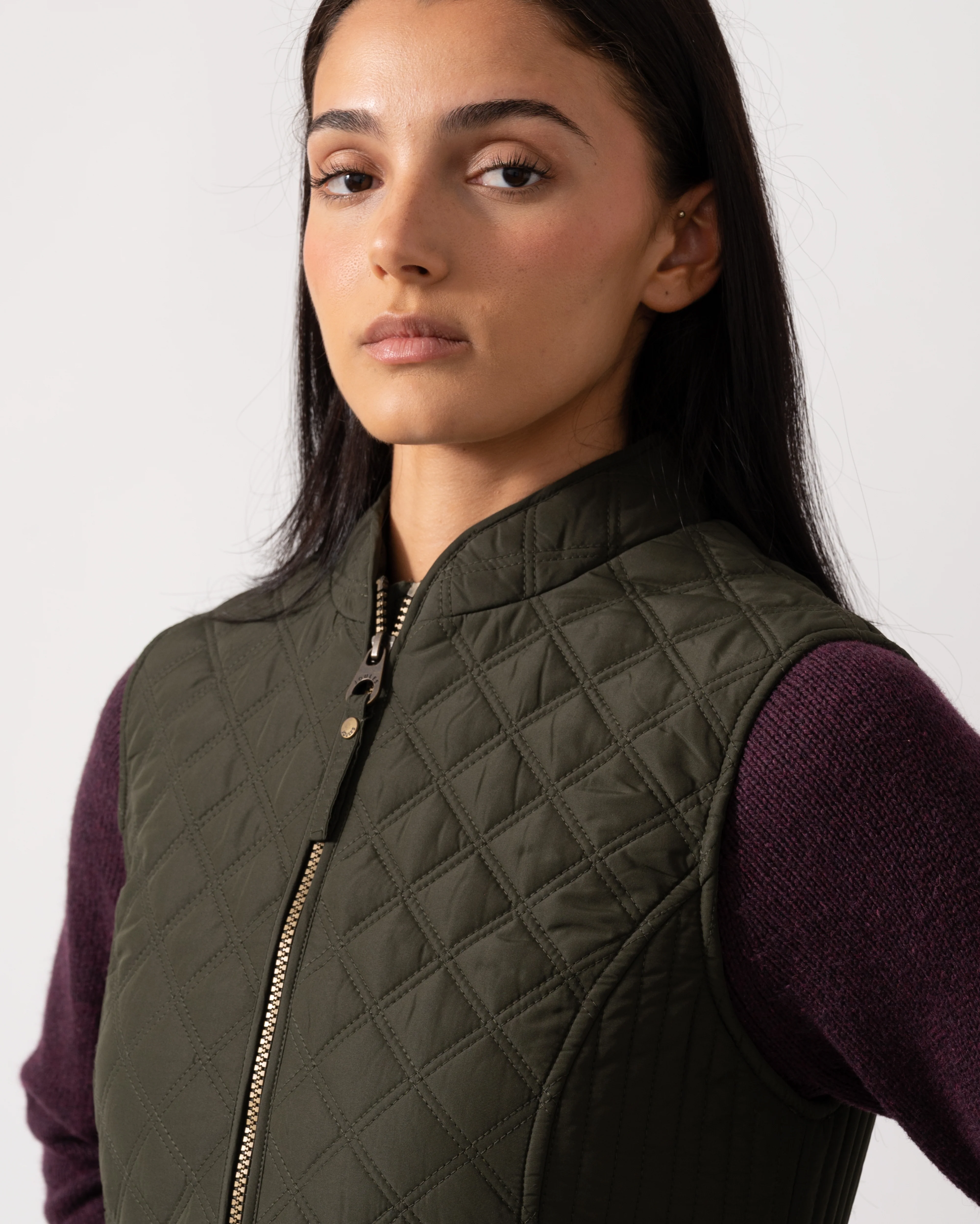 Joules Minx Womens Diamond Quilt Gilet - Green - Image 4