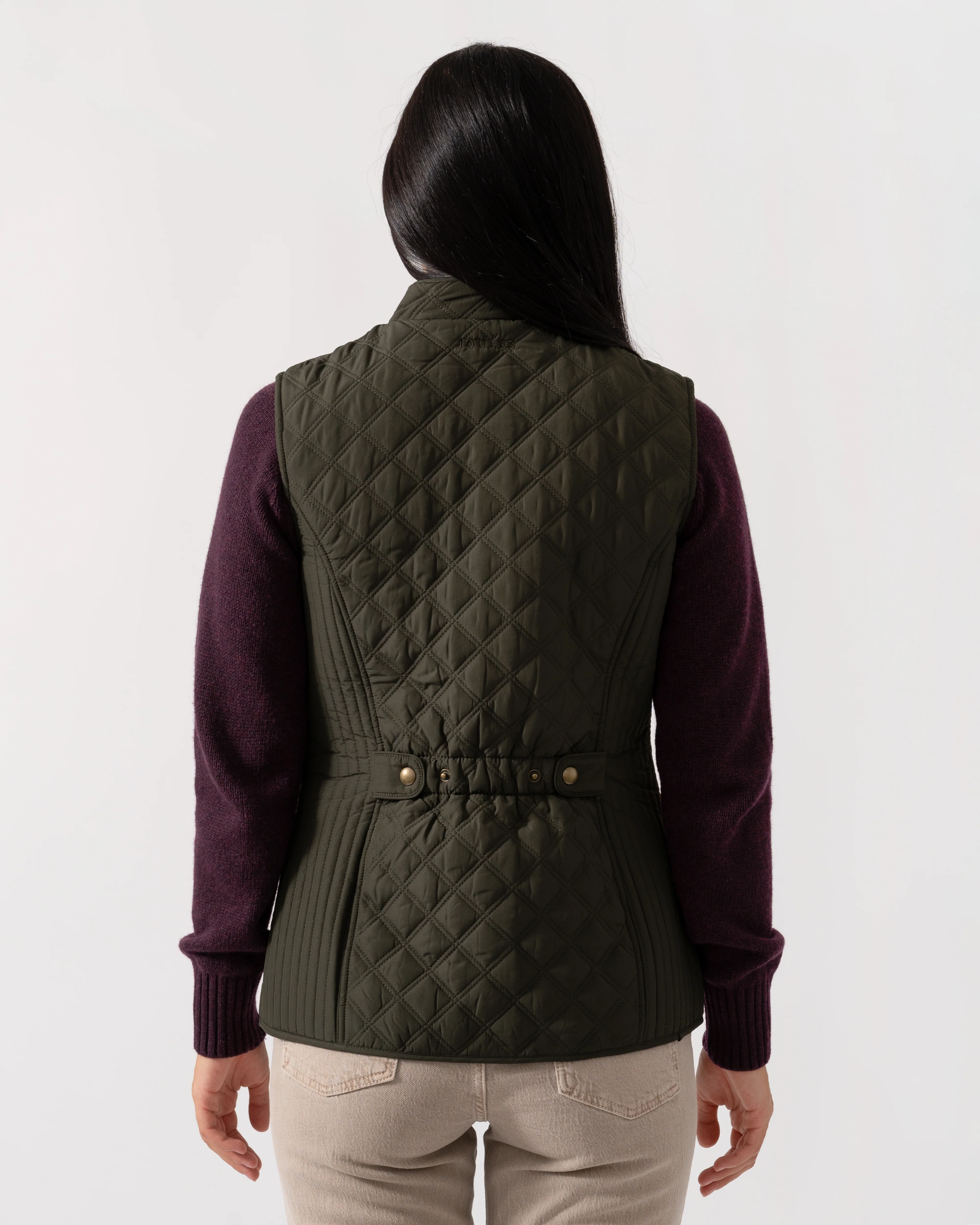 Joules Minx Womens Diamond Quilt Gilet - Green - Image 5
