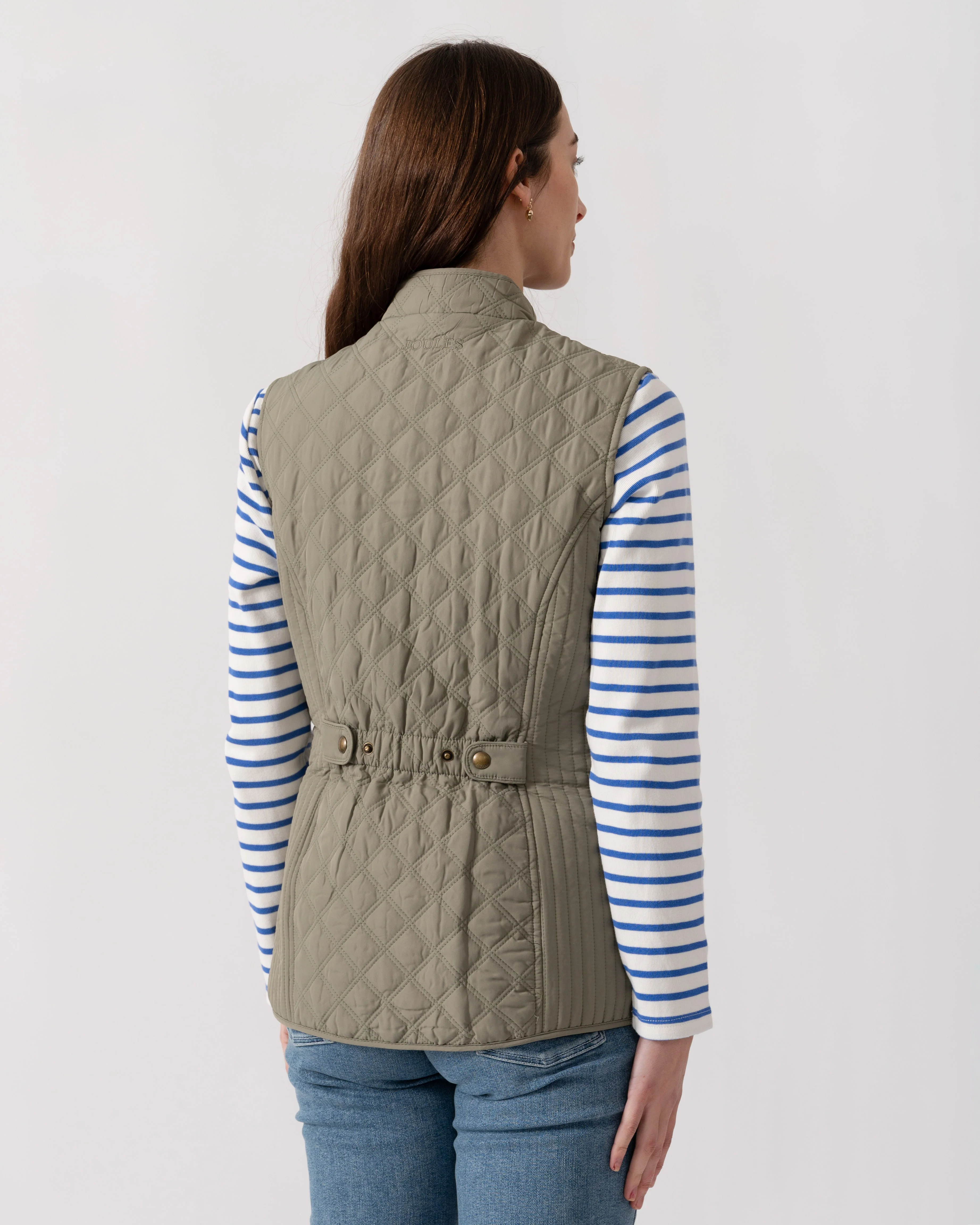 Joules Minx Womens Diamond Quilt Gilet - Sage Green - Image 4