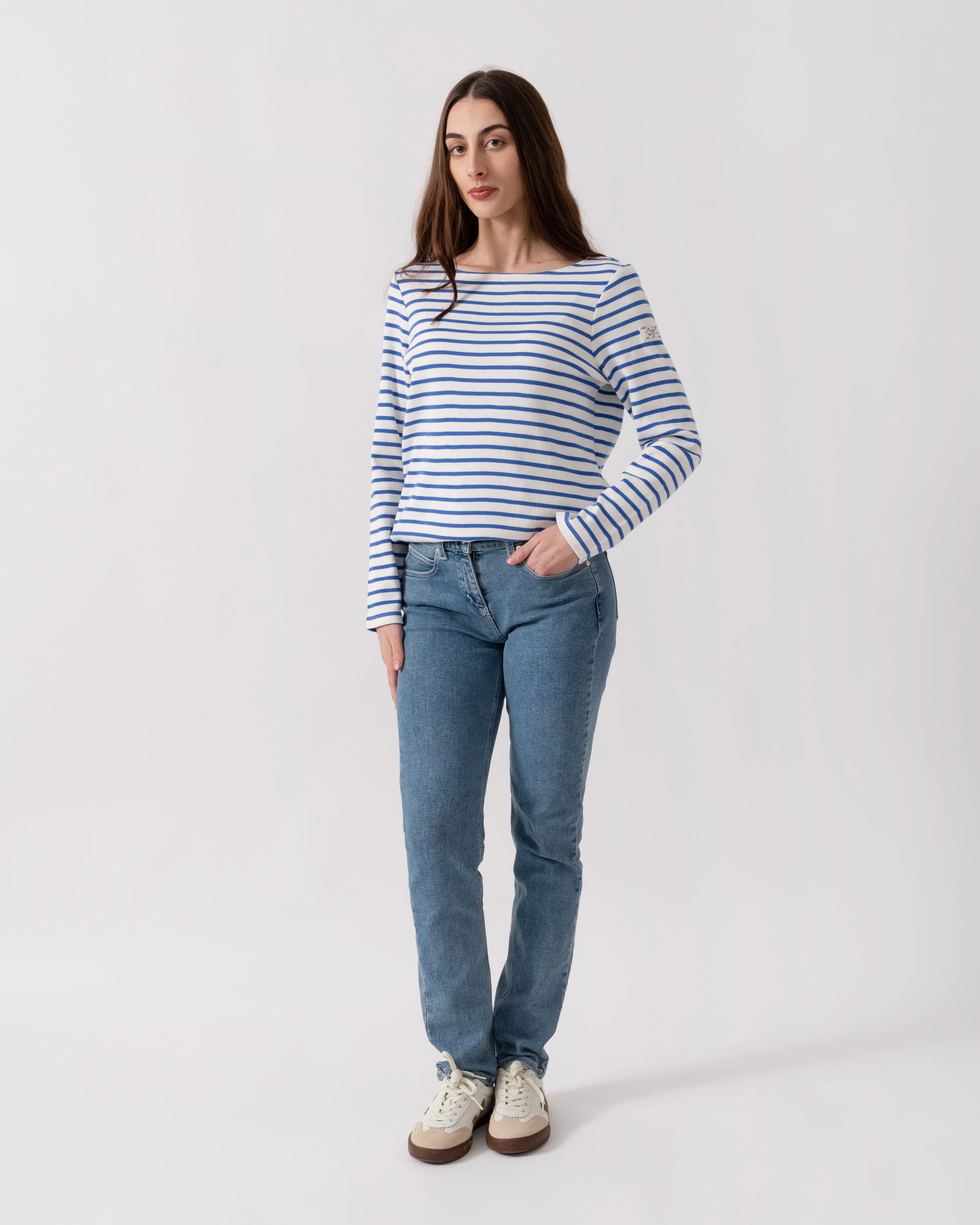 Joules New Harbour Womens Striped Breton Top - Blue/White Stripe - Image 2