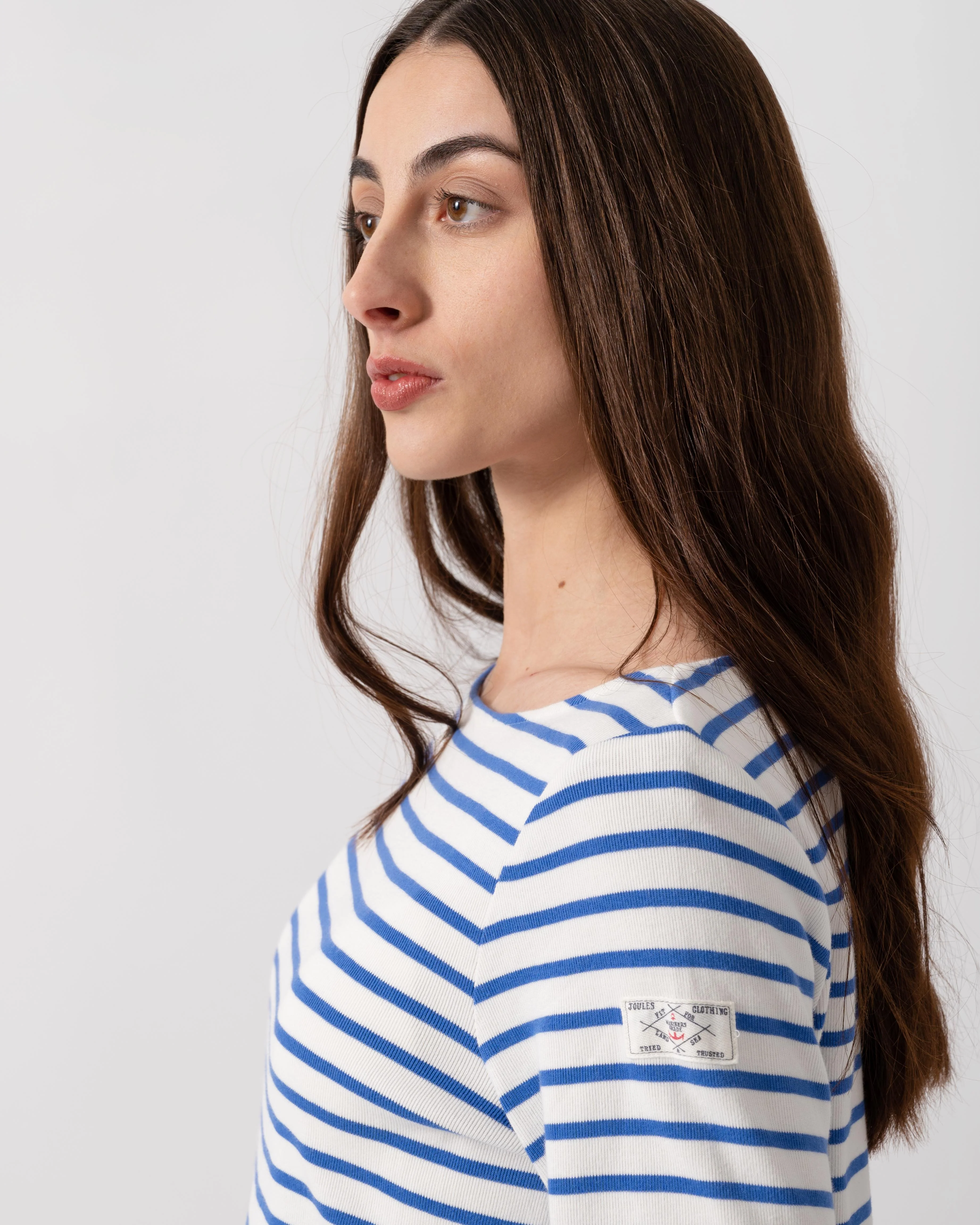 Joules New Harbour Womens Striped Breton Top - Blue/White Stripe - Image 3
