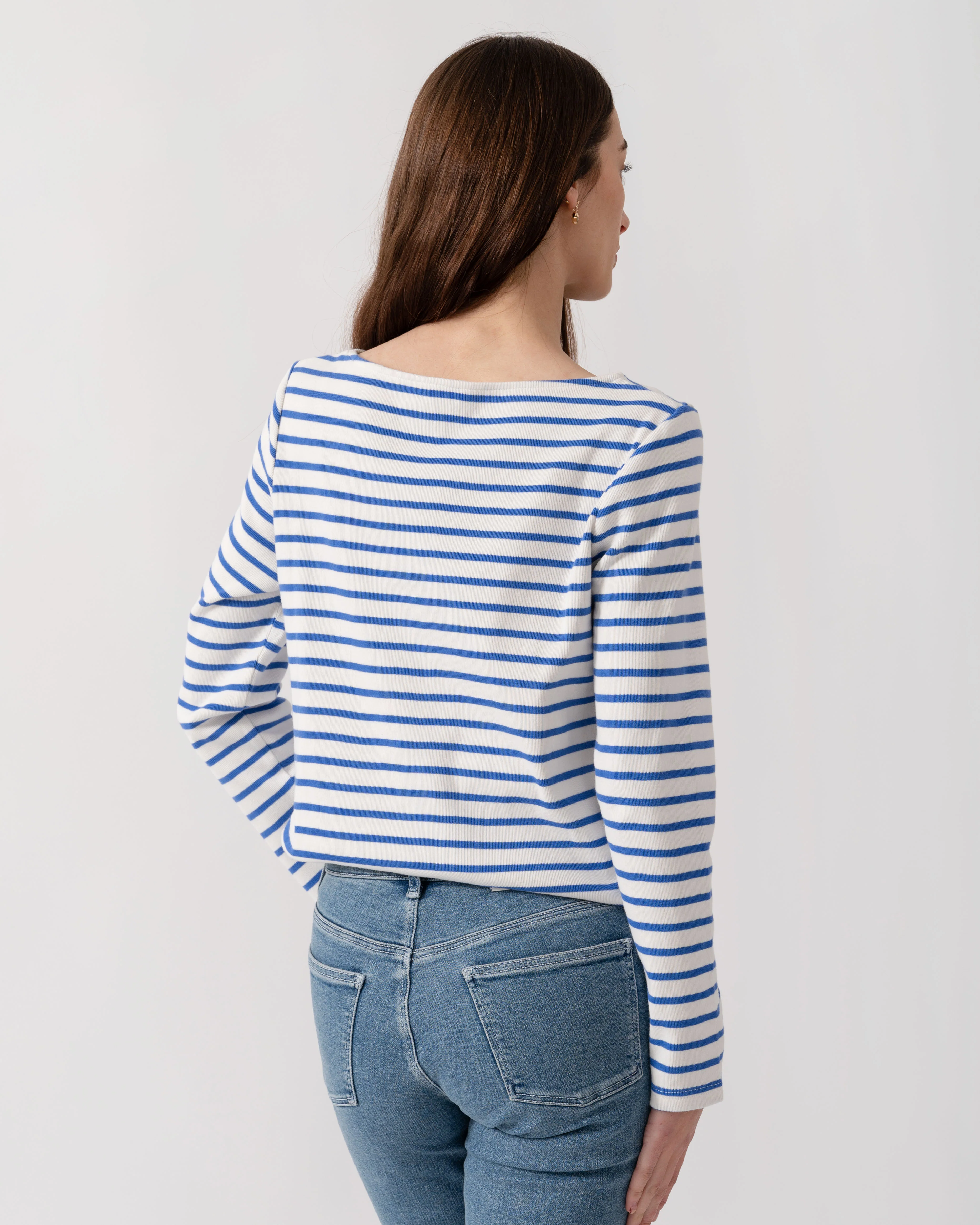 Joules New Harbour Womens Striped Breton Top - Blue/White Stripe - Image 4