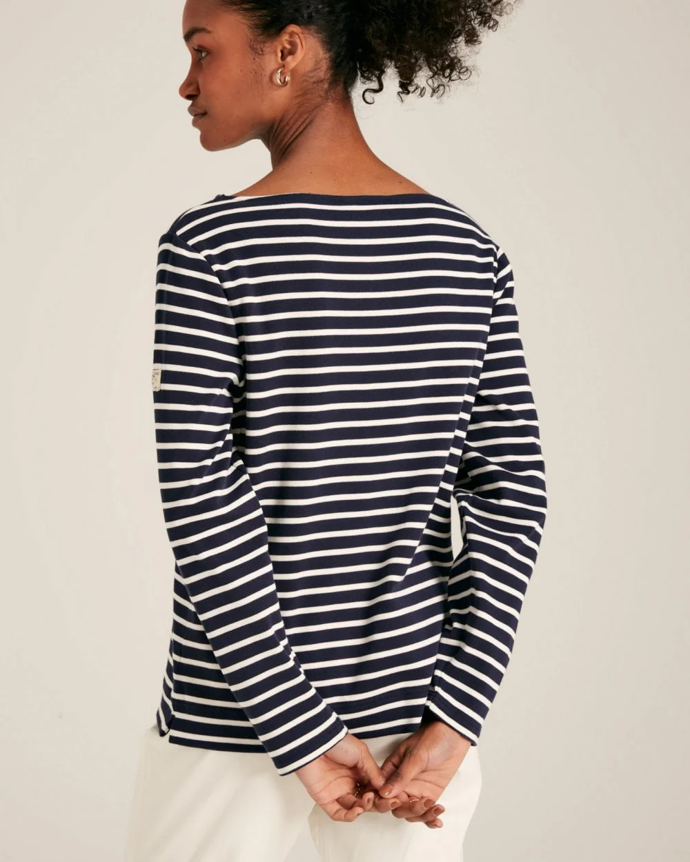 Joules New Harbour Womens Striped Breton Top - Navy Cream Stripe - Image 4