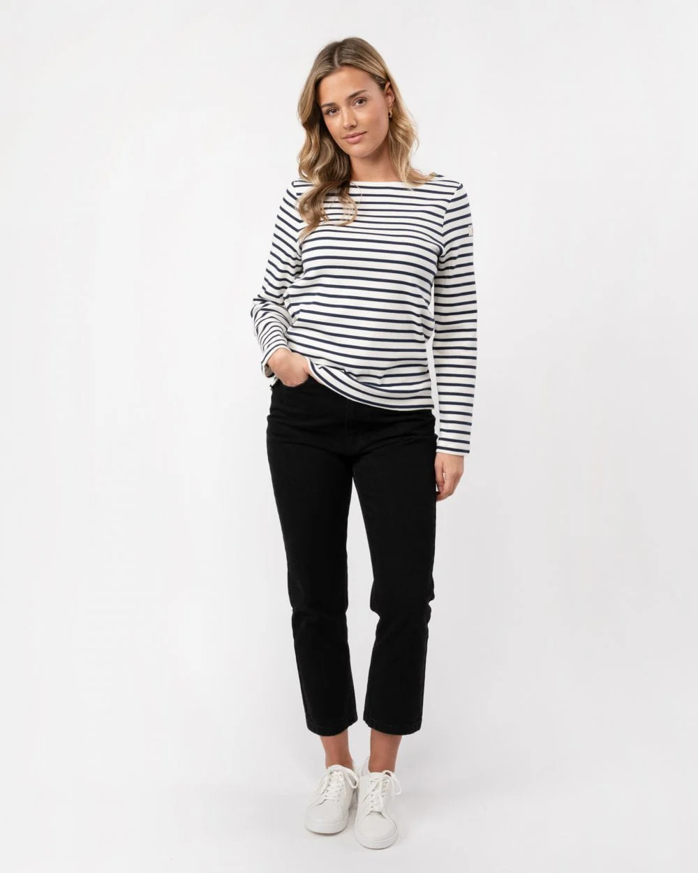 Joules New Harbour Womens Striped Breton Top - Navy Stripe - Image 3