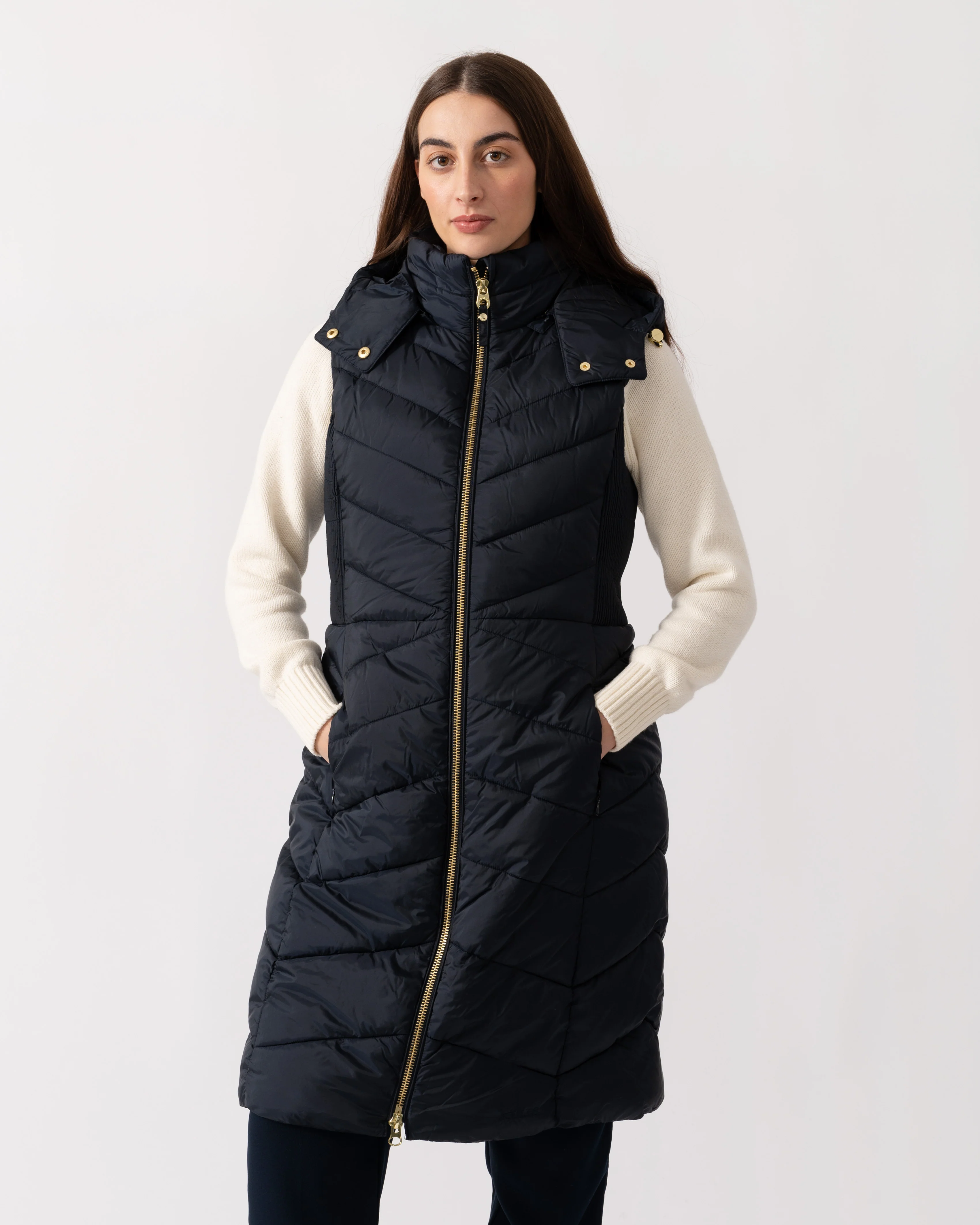 Joules Pembury Womens Long Gilet - Navy - Image 3