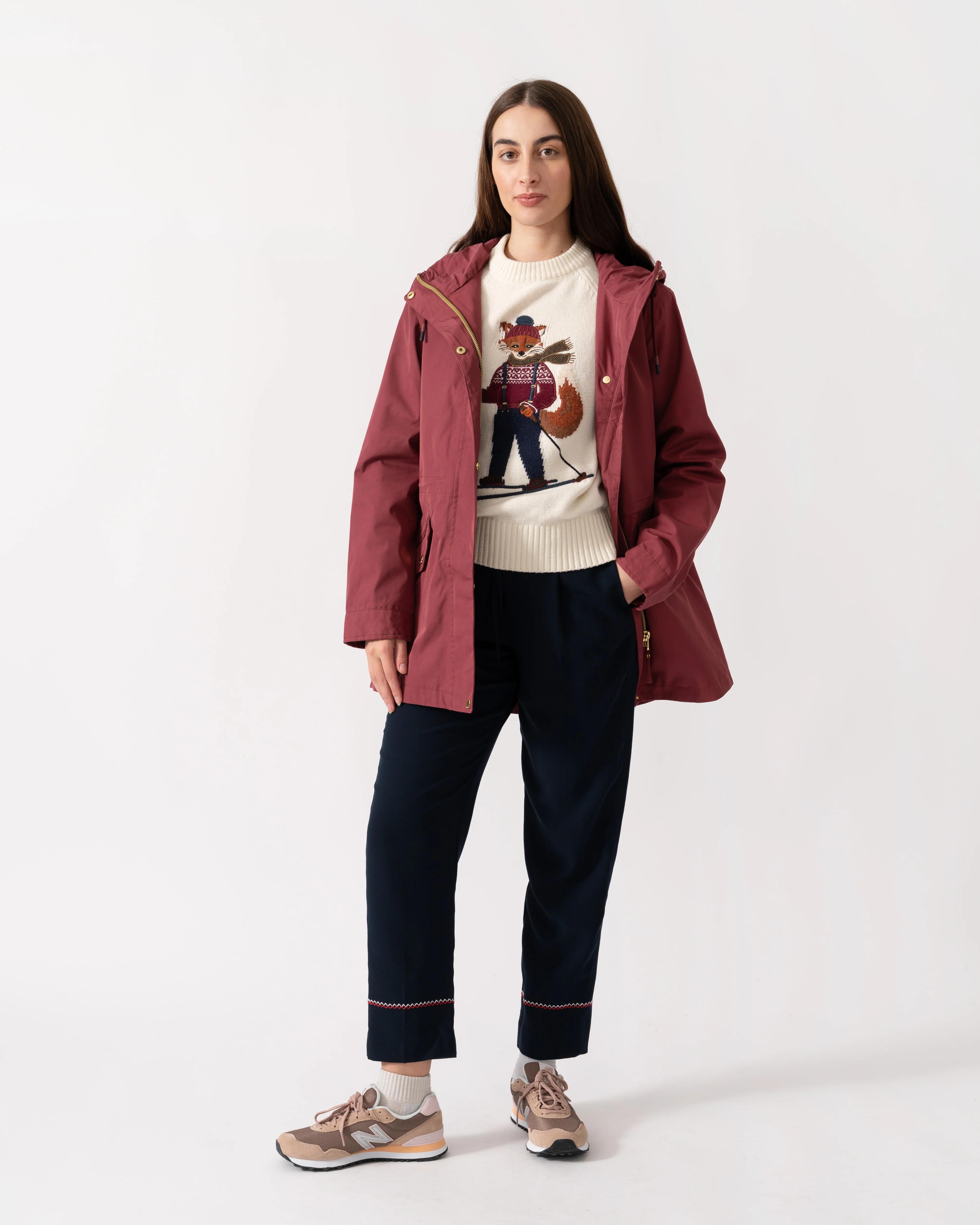 Joules Portwell Womens Raincoat - Oxblood - Image 2