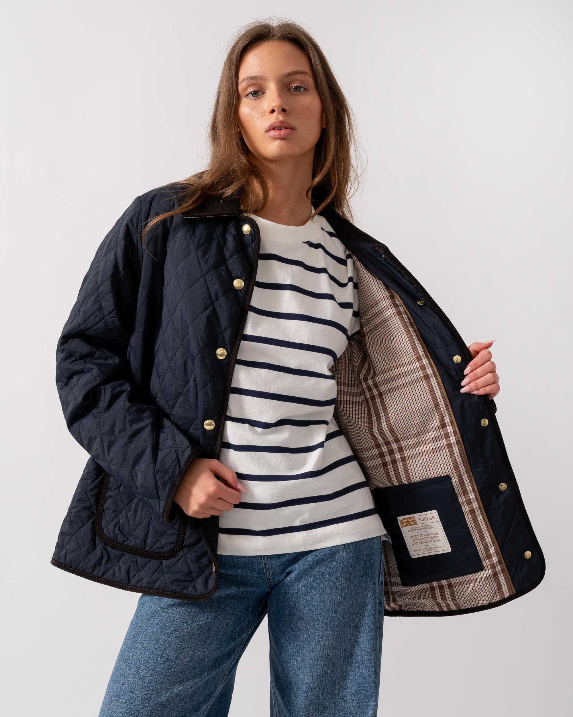 Joules Quinn Womens Quilted Jacket - Navy - Image 3