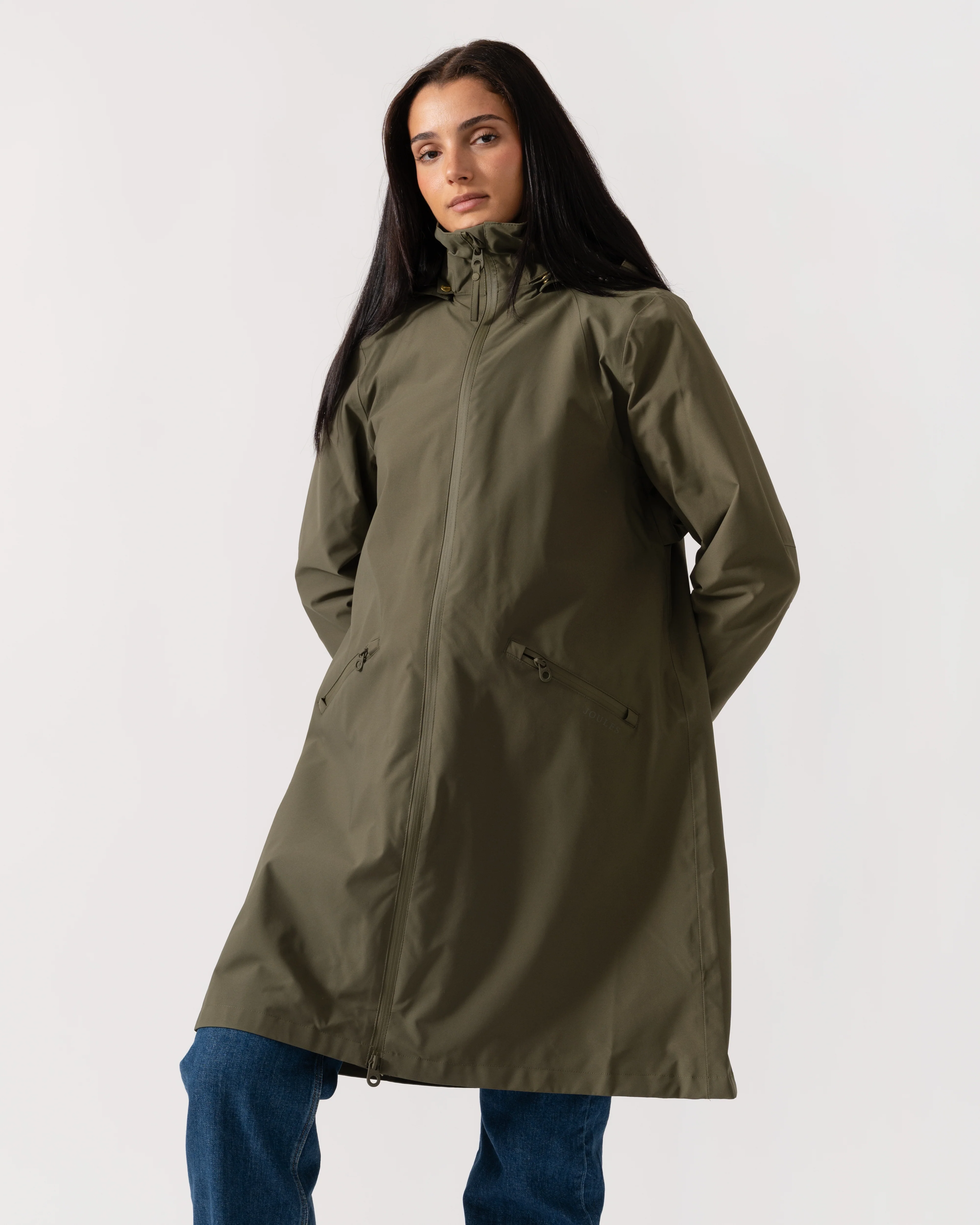 Joules Rainaway Womens Raincoat - Green Grapeleaf - Image 2